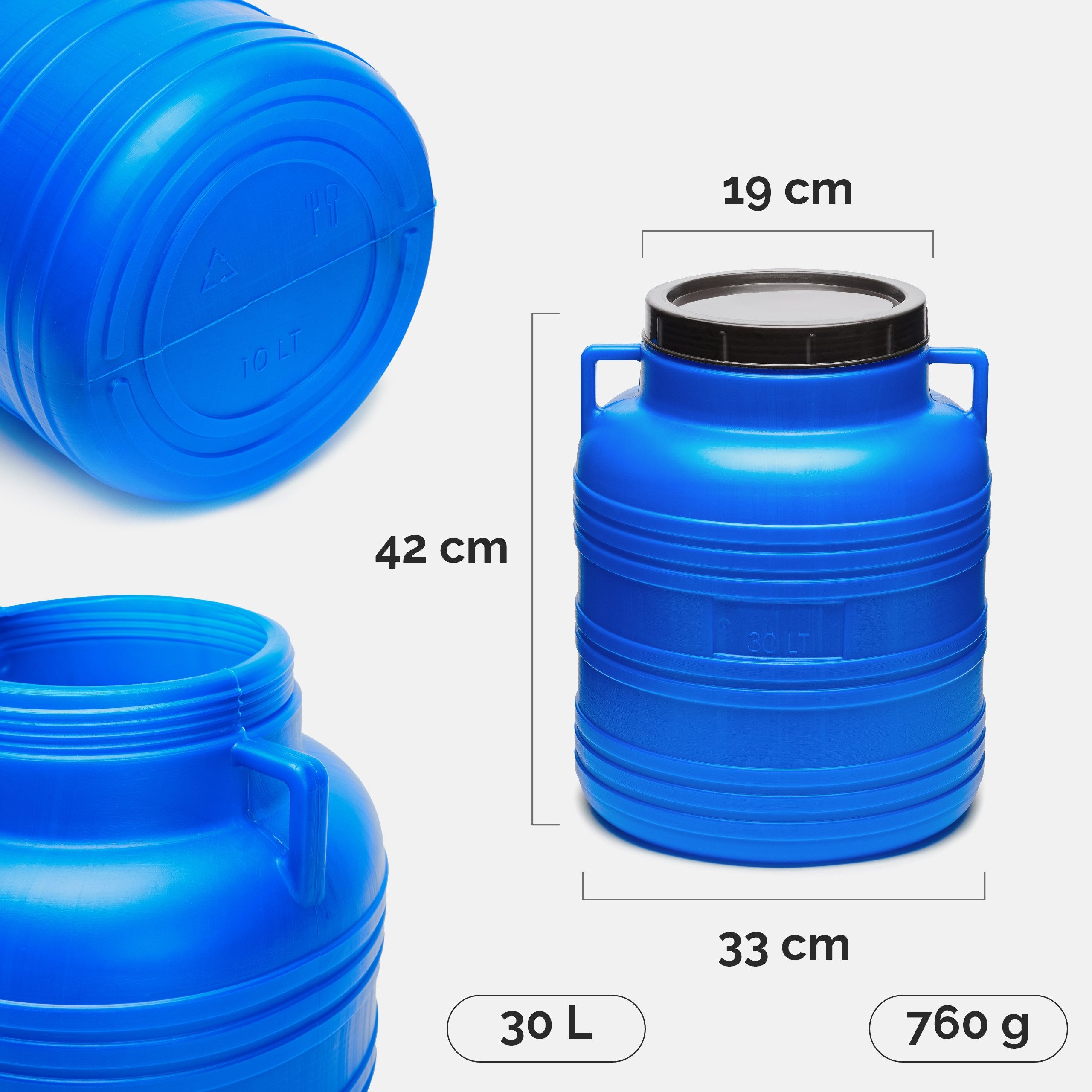 Garronda Regentonne Set 30 Liter Weithalsfass BPA-frei Lebensmittel Fass Deckel GD-0121, 30 l, (2-tlg), BPA-Frei – Bild 3 von 5