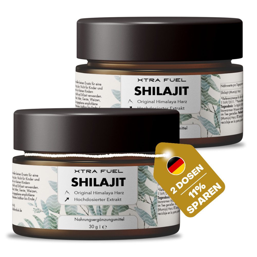 XTRA FUEL Mumijo Shilajit Harz hochdosiert, +85 Mineralien, zertifiziert, vegan Harz, 60 g