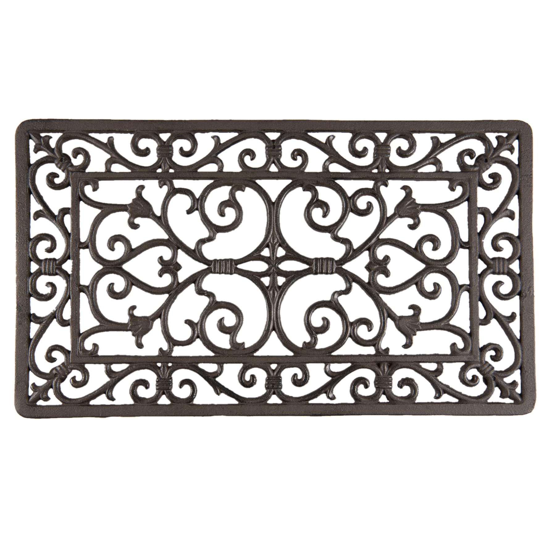 Clayre & Eef Fußmatte Abtreter Gußeisen braun Fleur di Lys / bourbon Lilie, Landhaus Deko