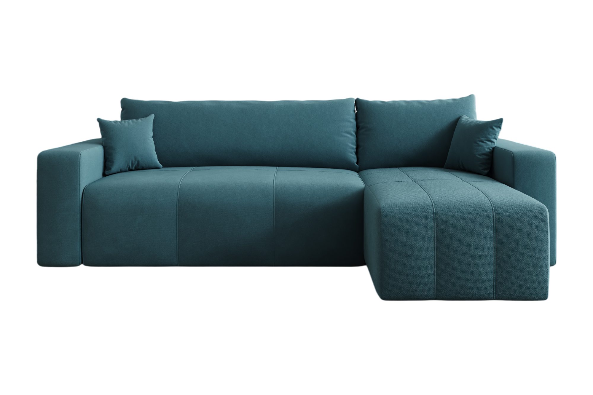 thematys Ecksofa mit Schlaffunktion und Bettkasten, L-Form, Velours + 2 Kissen, 244 x 145cm - Luxus Couch mit Bettfunktion mit Bonnellfedern