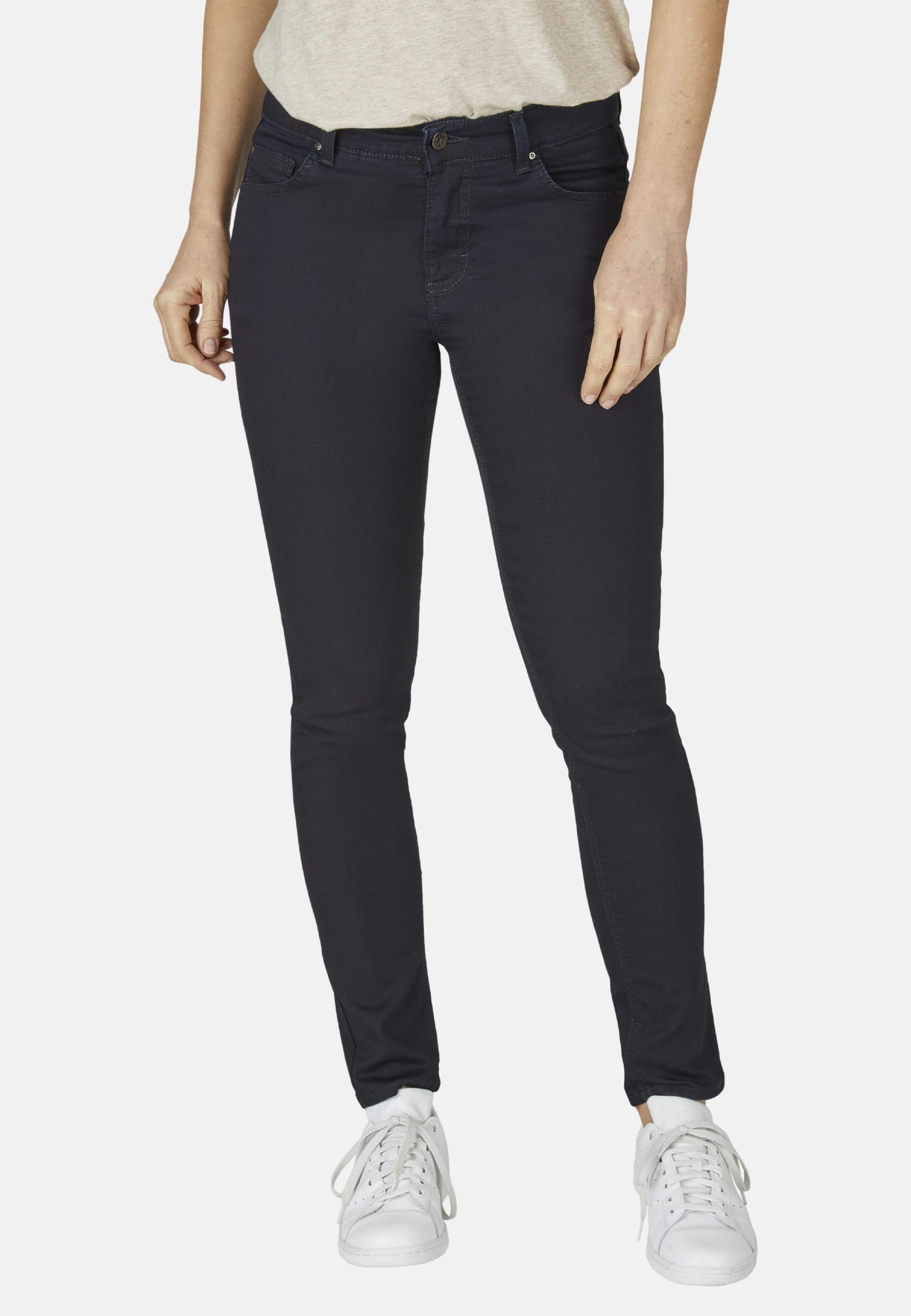 ANGELS Slim-fit-Jeans Jeans Skinny mit cleanem Super Stretch Denim mit Label-Applikationen dunkelblau