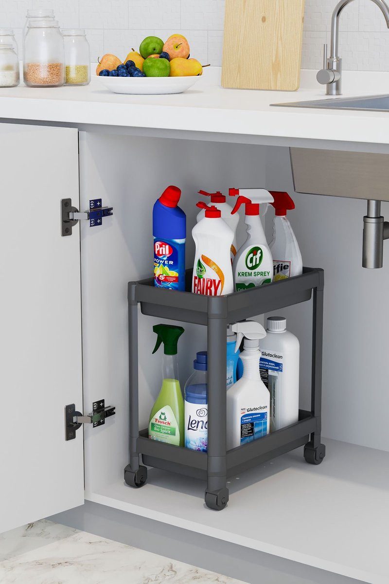 Luxury Bites Spülenunterschrank Flexibles Untertischregal mit Rollen, 2 Ebenen