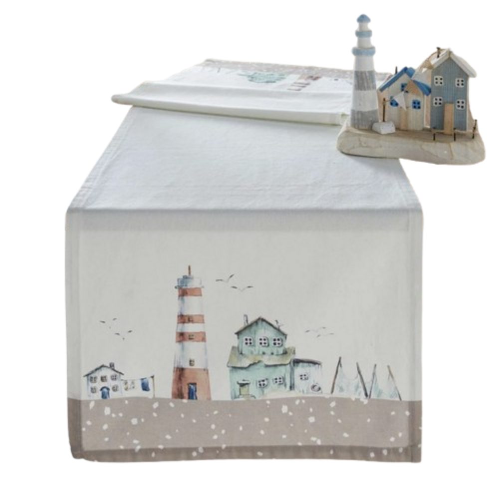 Home-trends24.de Tischläufer Maritim Leuchtturm Tischläufer Tischdecke Tischdeko 40x140cm