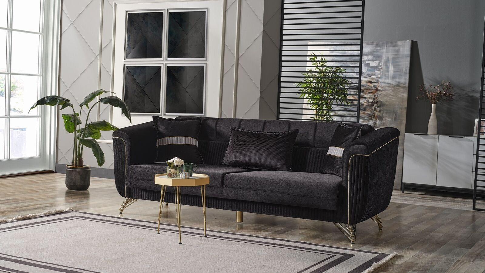 Teile, JVmoebel Europa 228cm, Dreisitzer Stilvolle 1 3-Sitzer Edles Made Sofa Sofa Modernen in 3 Sitzer