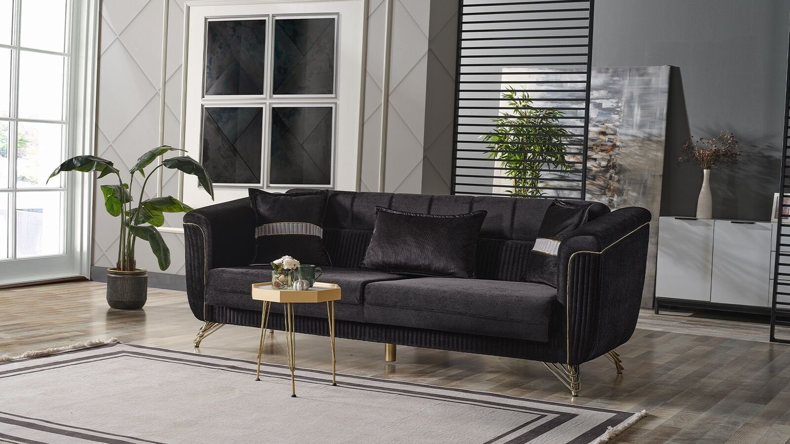 JVmoebel 3-Sitzer Edles Dreisitzer Sofa Modernen 3 Sitzer Stilvolle Sofa 228cm, 1 Teile, Made in Europa