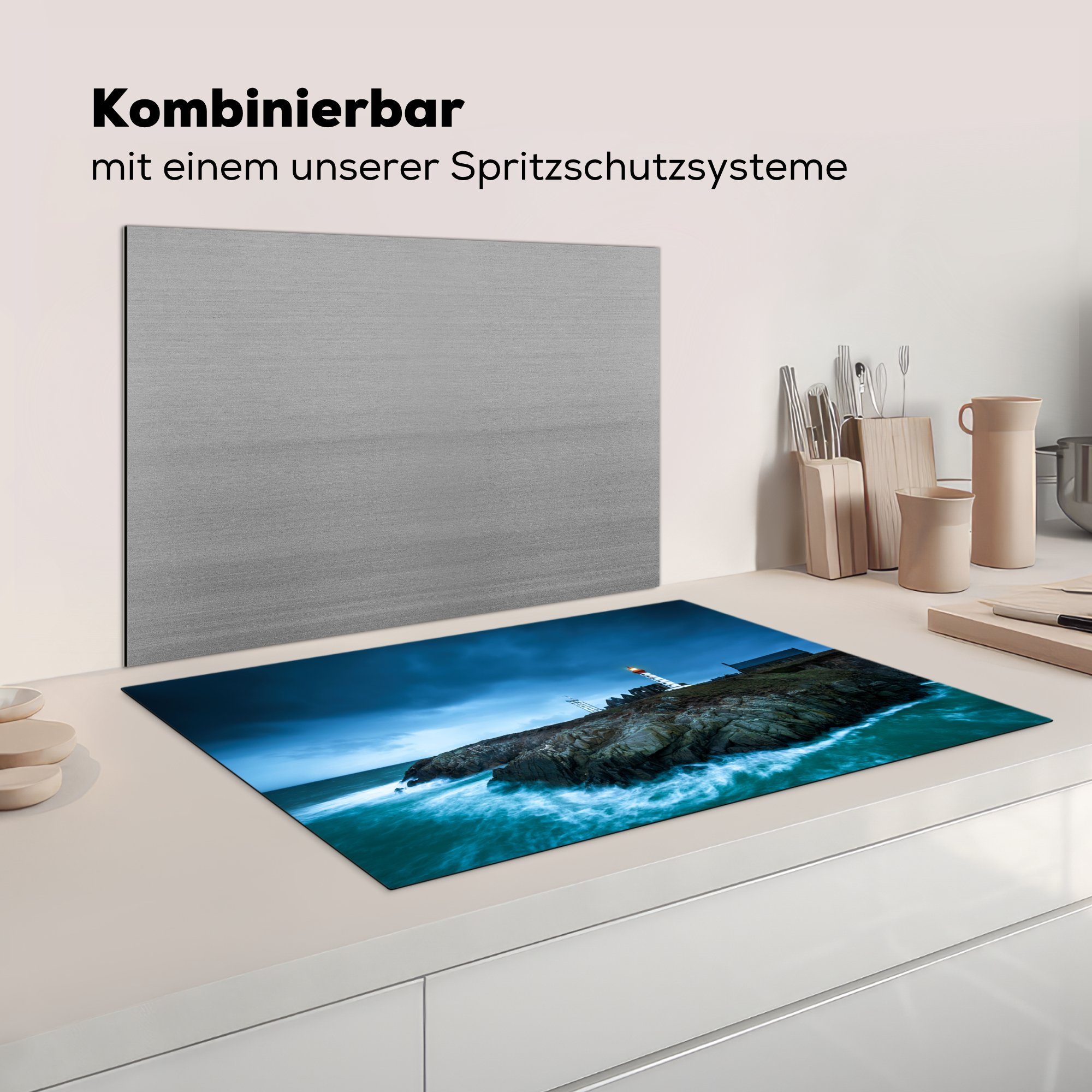 MuchoWow Herdblende-/Abdeckplatte Winterabend Vinyl, für 81x52 Ceranfeldabdeckung in Schutz (1 die tlg), cm, der küche, Induktionskochfeld Bretagne