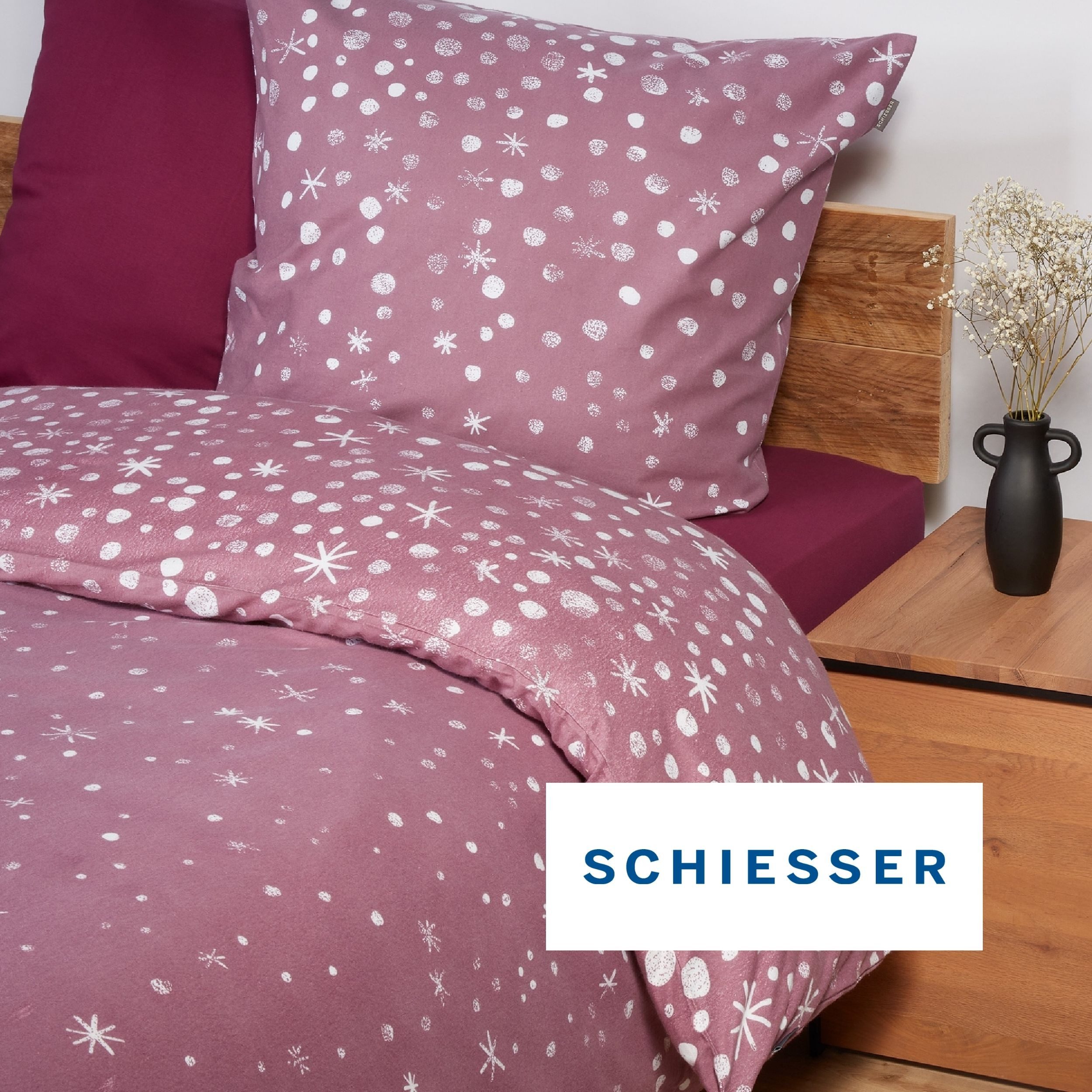 Schiesser Bettwäsche Runa aus weicher Baumwolle mit coolem Winter-Print, Feinbiber, 2 teilig, OEKO-TEX® MADE IN GREEN-zertifiziert – Bild 4 von 5
