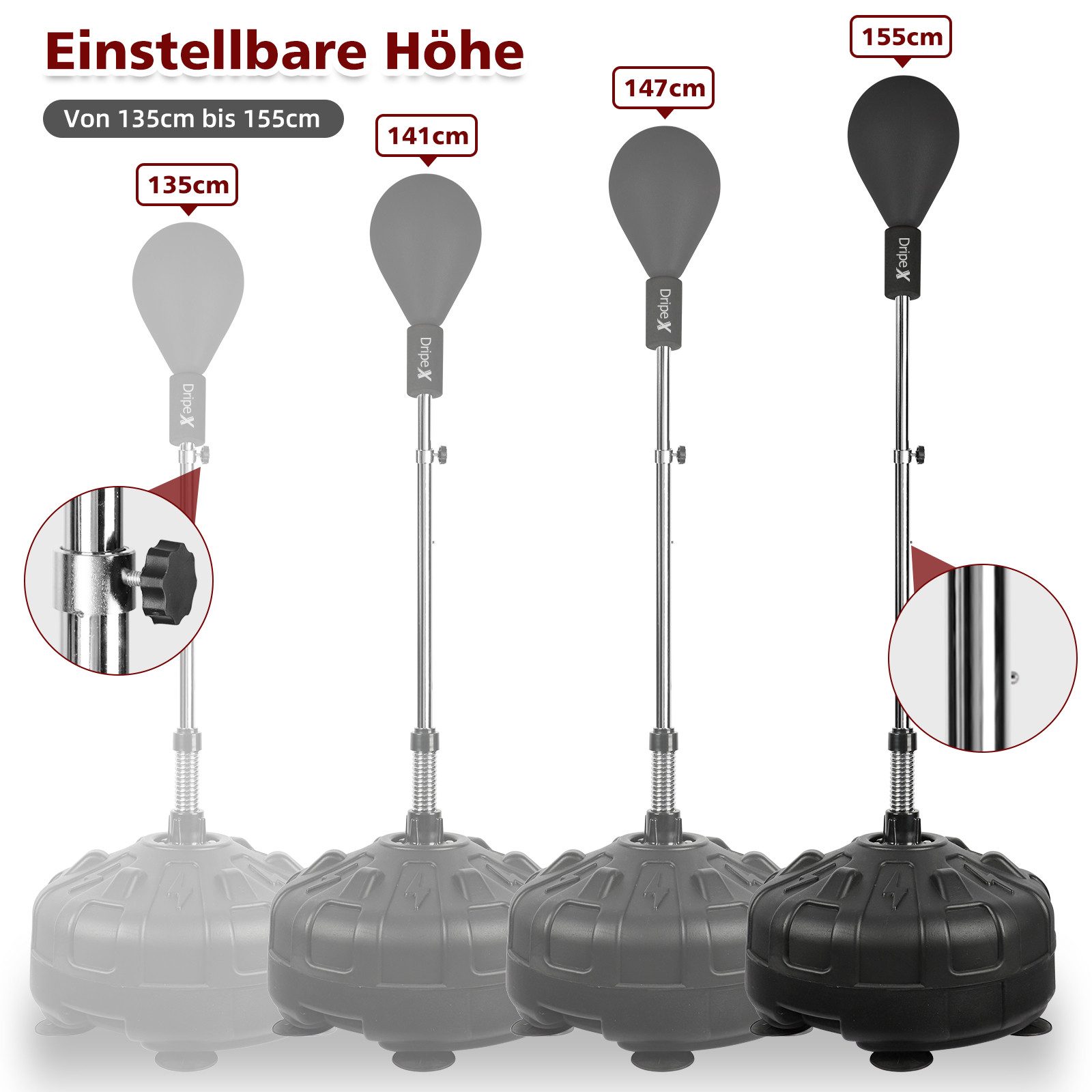 Dripex Punchingball Speedball Höhenverstellbarer Boxsack Trainingsball