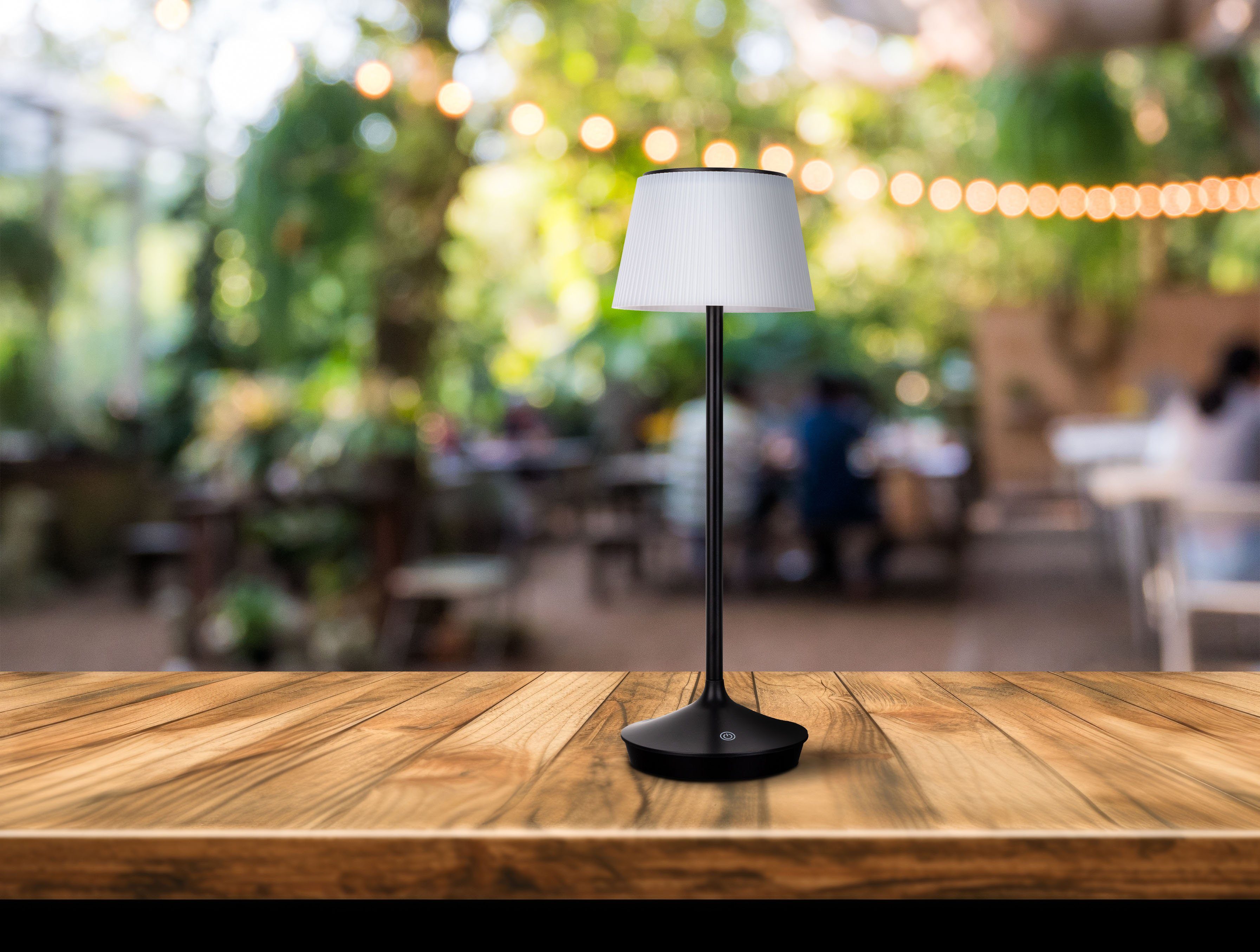 Näve LED-Solar-Akkutischleuchte Emmi Schwarz Ø 13 cm x 38 cm günstig online kaufen