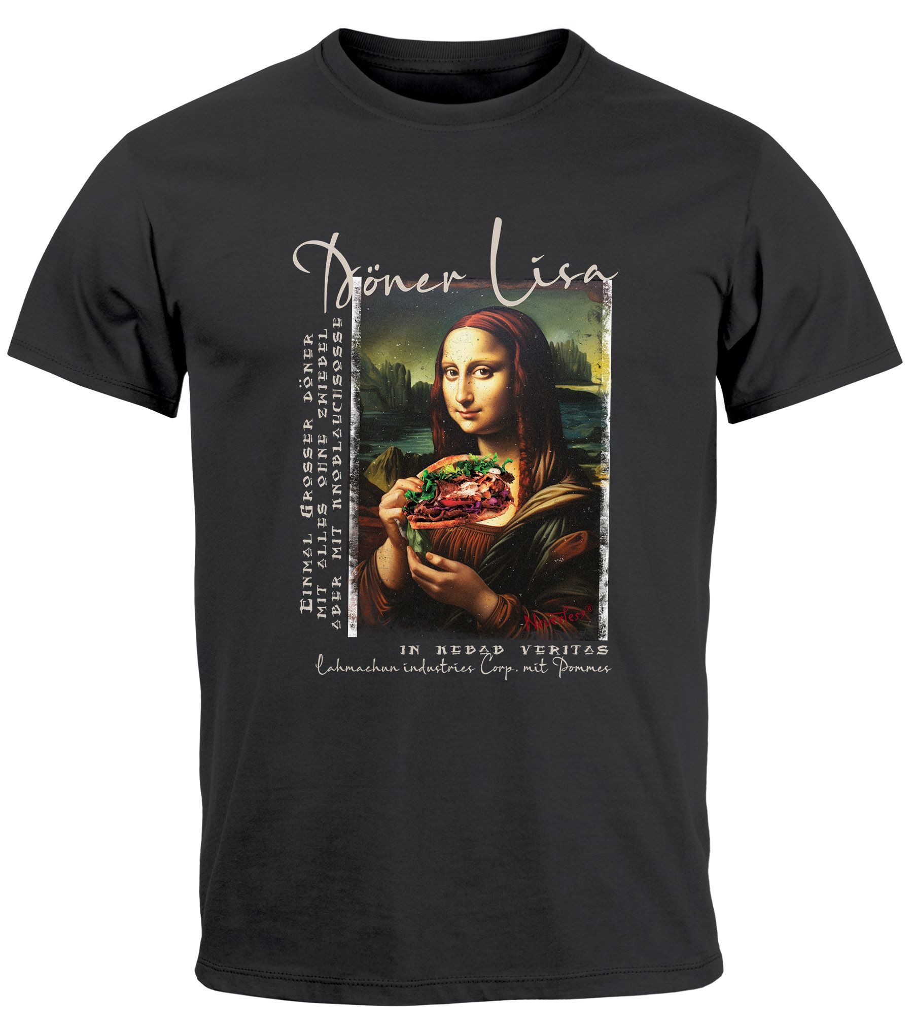 MoonWorks Print-Shirt Herren T-Shirt Print Aufdruck Mona Lisa Parodie Meme günstig online kaufen