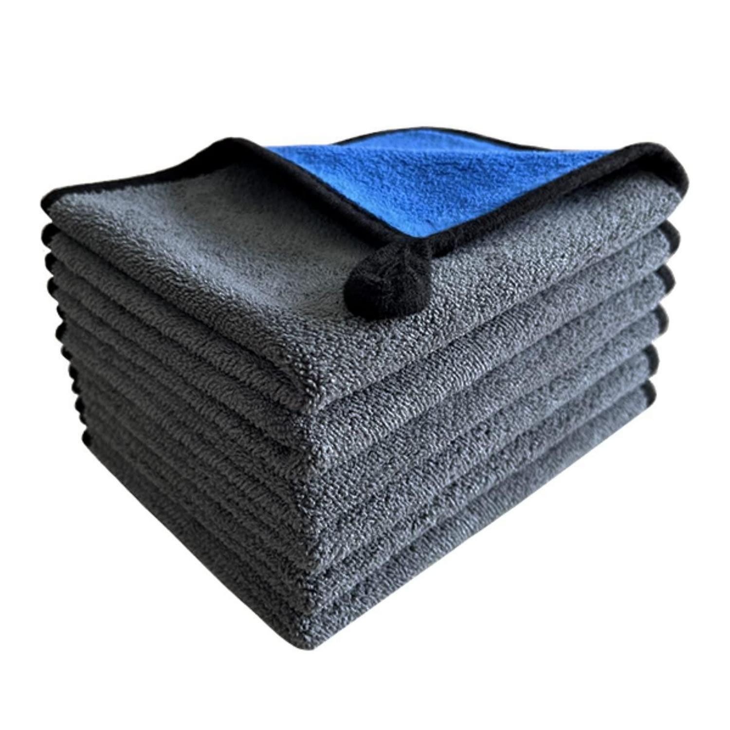 LuxusKollektion Mikrofasertücher 6er 500GSM fusselfrei Auto 30x40cm Blau 40 x 30 cm Mikrofasertuch (Textil, 30x40 cm, 6-tlg)