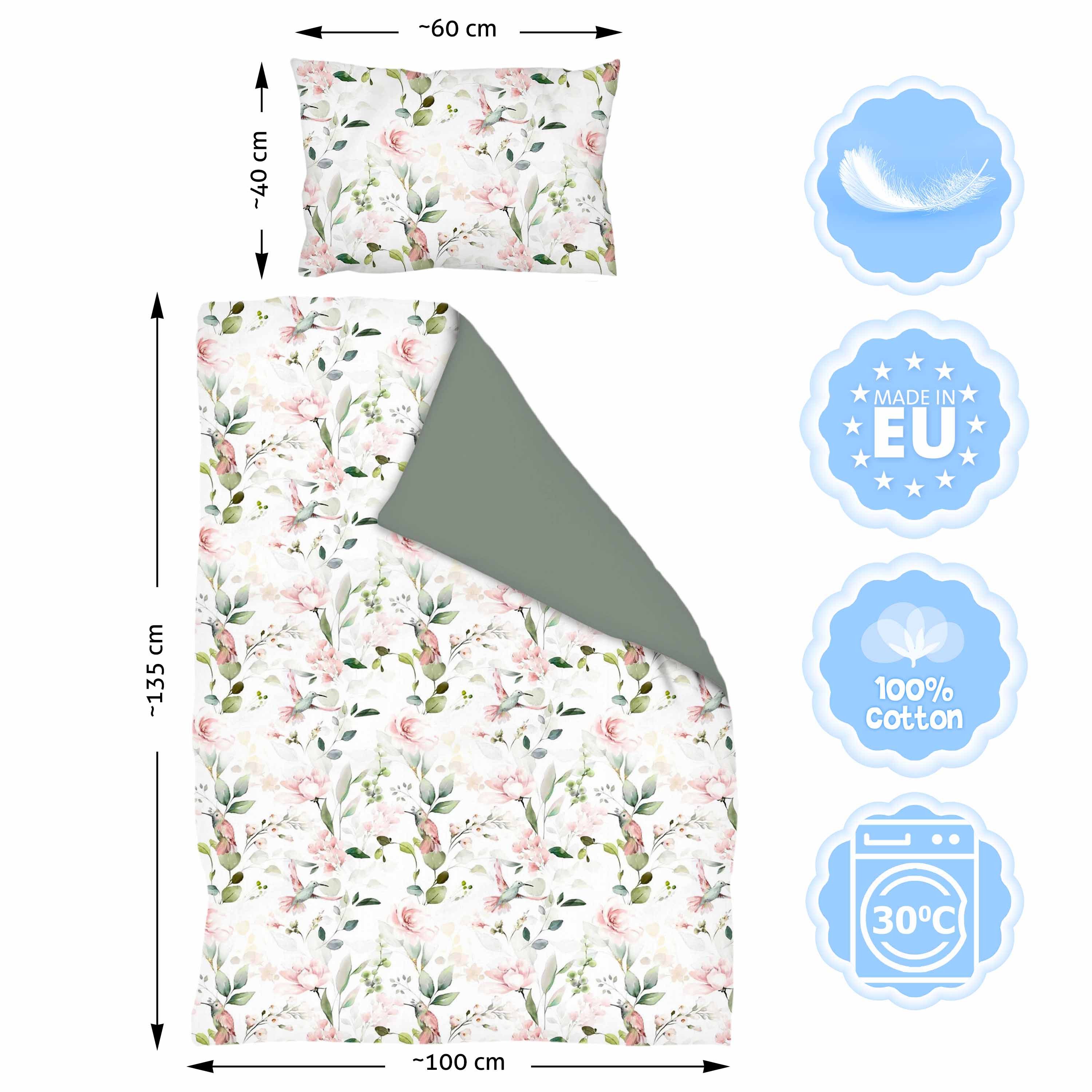 Amilian Kinderbettwäsche 100x135 - Bettwäsche Kinder - Kopfkissenbezug 40x60 cm Babybettwäsche, 2 teilig, 100% Baumwolle, für Mädchen und Jungen – Bild 2 von 5
