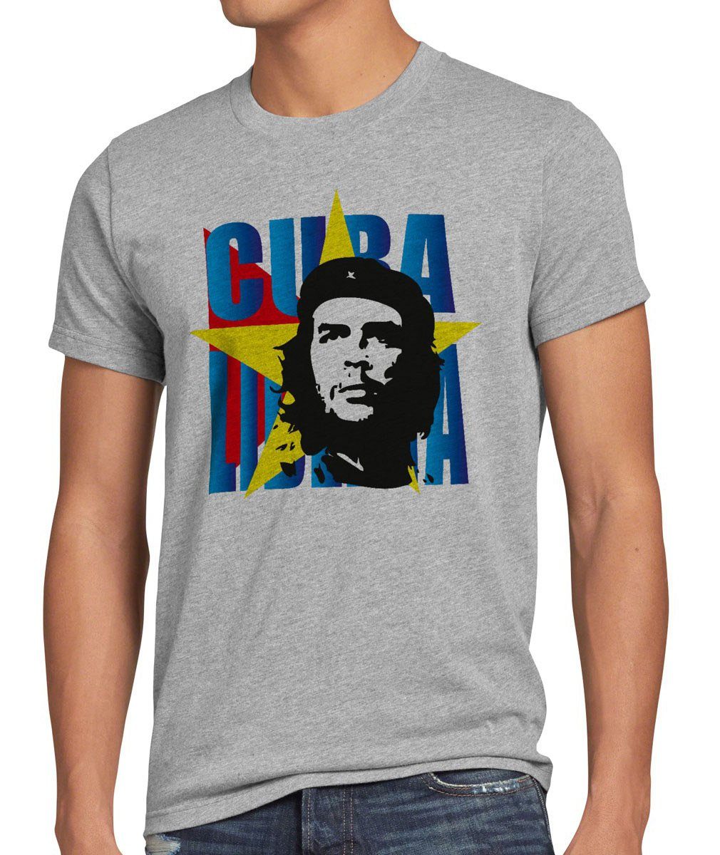 style3 Print-Shirt Herren T-Shirt Che Guevara cuba kuba fidel castro revolution viva havanna top grau meliert