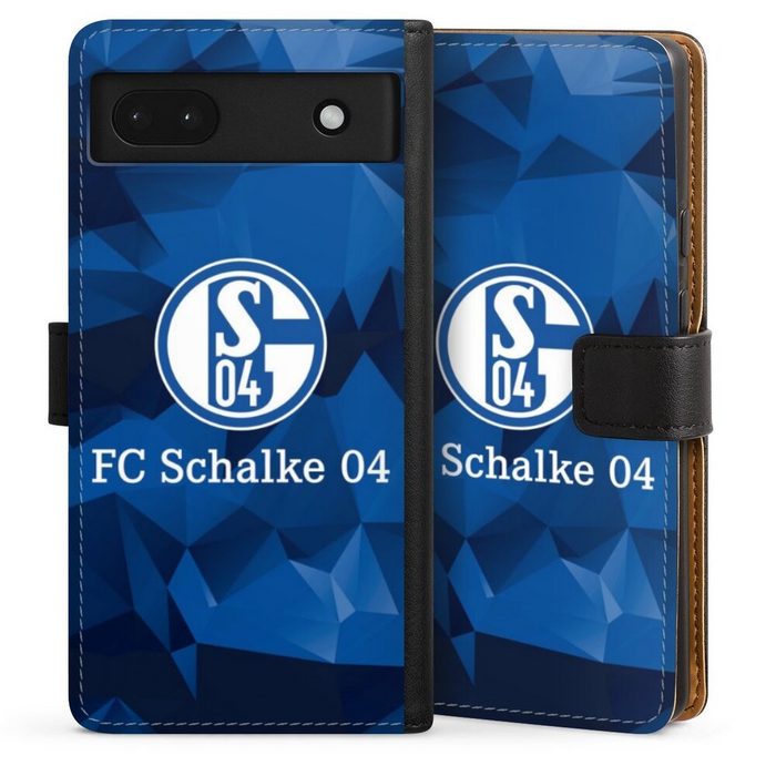 DeinDesign Handyhülle FC Schalke 04 Muster Offizielles Lizenzprodukt Schalke 04 Camo Google Pixel 6a Hülle Handy Flip Case Wallet Cover Handytasche Leder