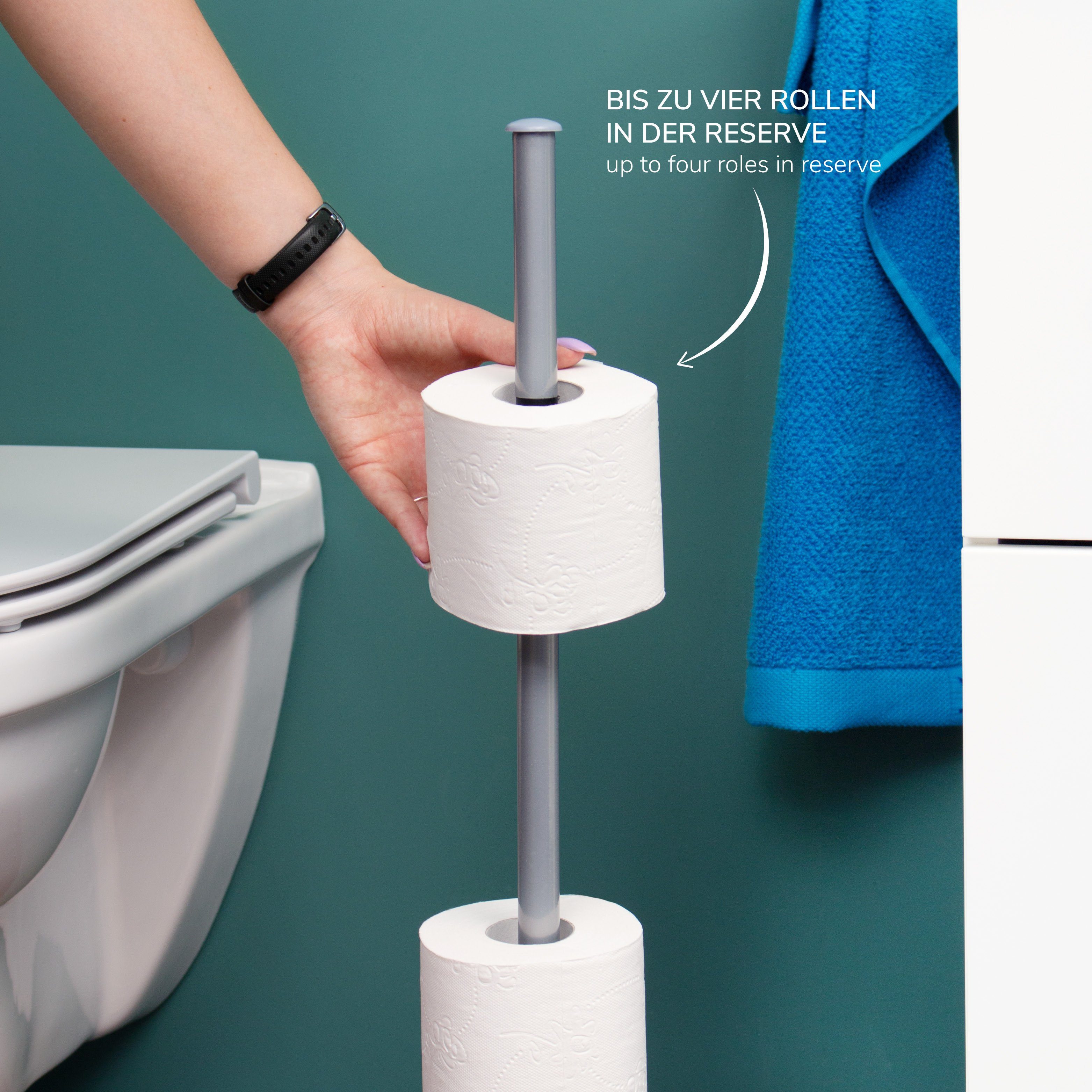 2in1 2in1, (4 Toilettenpapierhalter Rollen), Stand-WC-Rollenhalter bremermann Ersatzrollenhalter mit Funktion bremermann