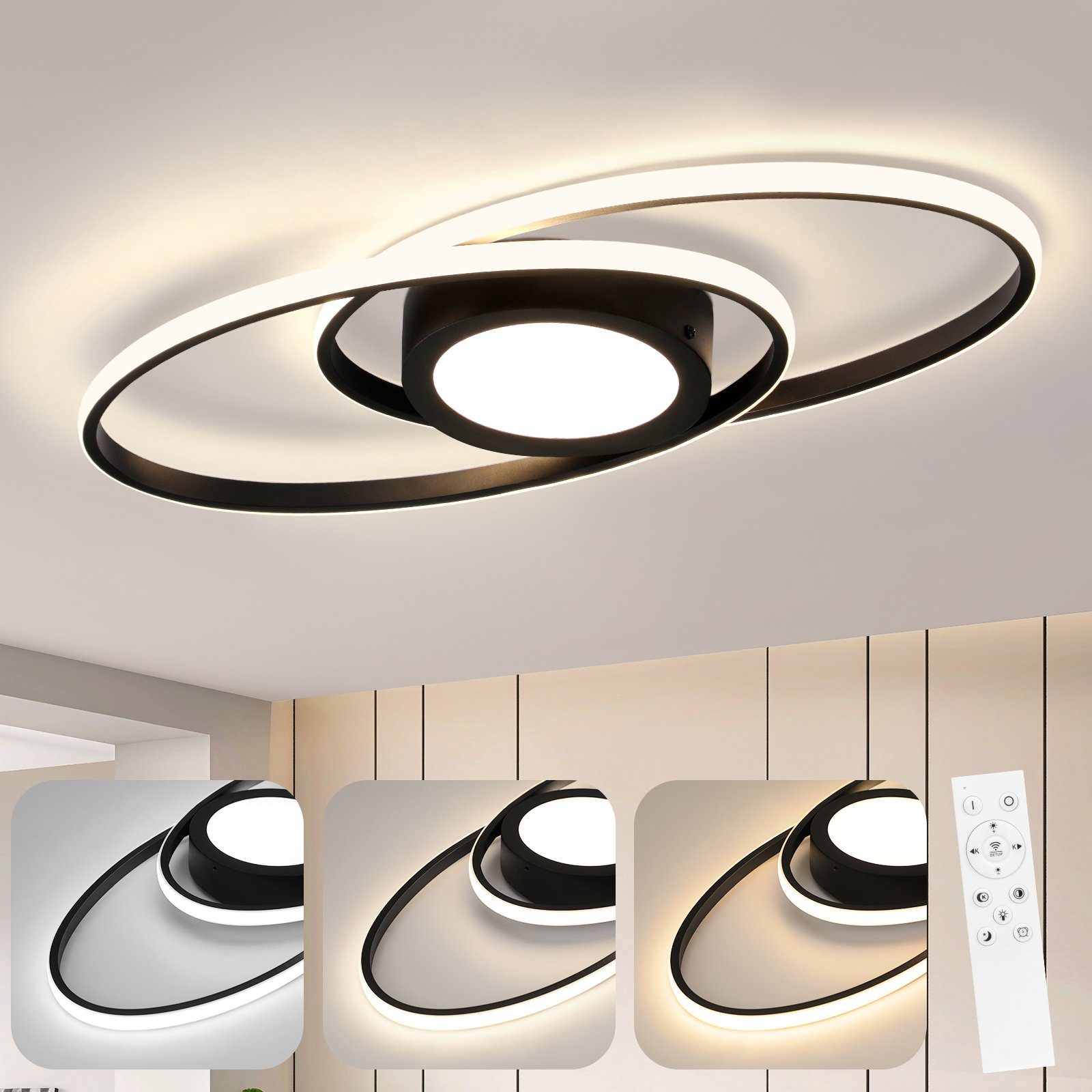 ZMH LED Deckenleuchte Wohnzimmer Deckenlampe Dimmbar günstig online kaufen