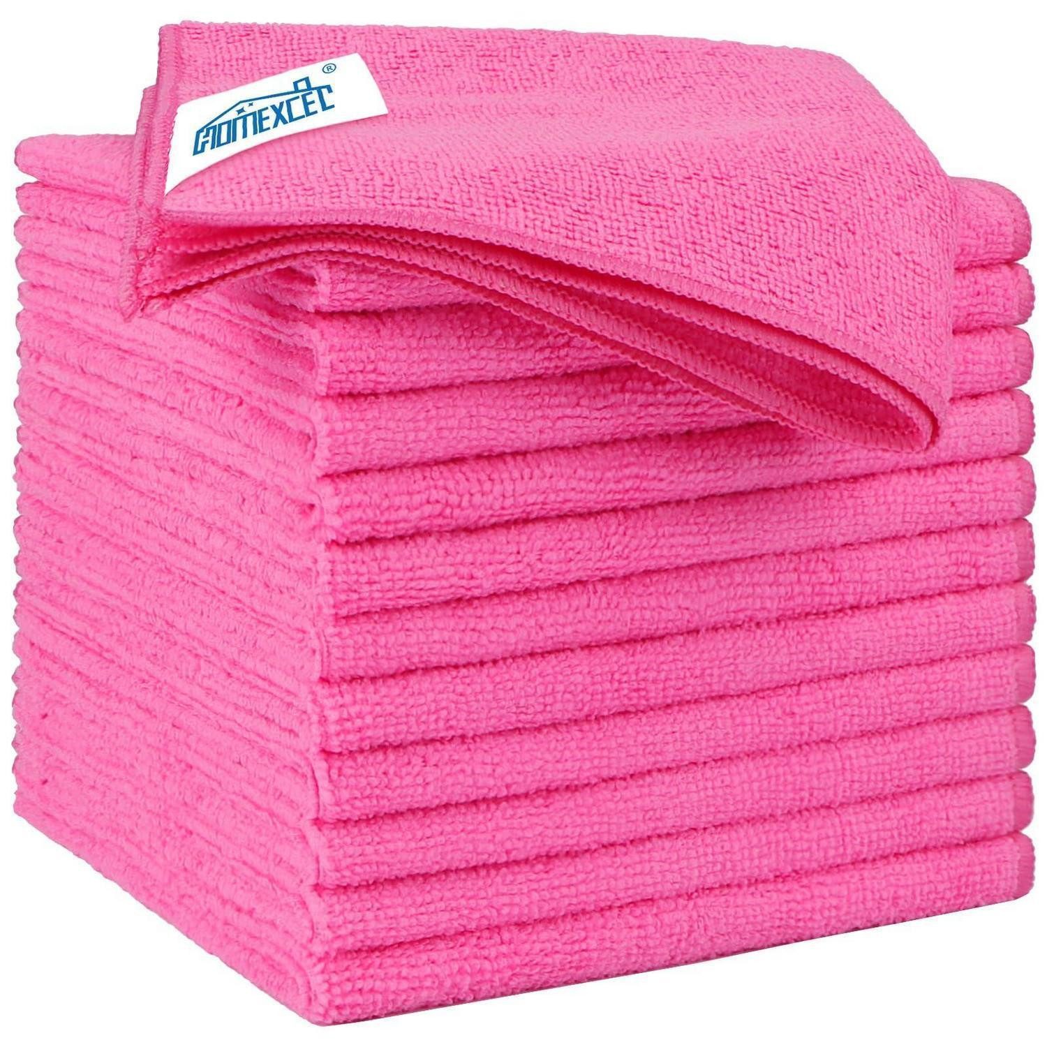LuxusKollektion Mikrofasertücher 12 Stück Putztücher Geschirrtücher 32x32cm Rosa Mikrofasertuch