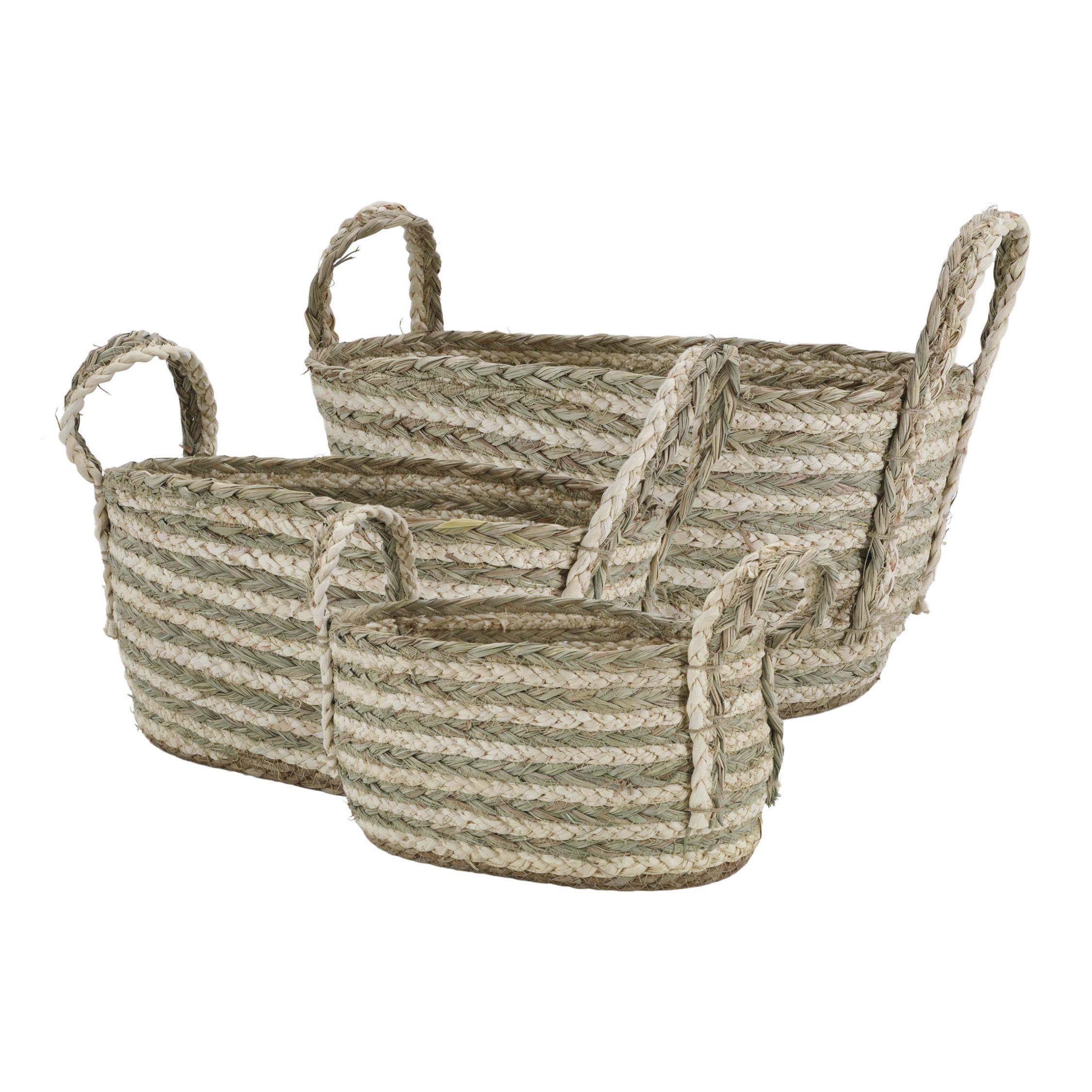 Chic Antique Allzweckkorb Chic Antique Korb Set aus Seegras 3er Set Creme & Verte