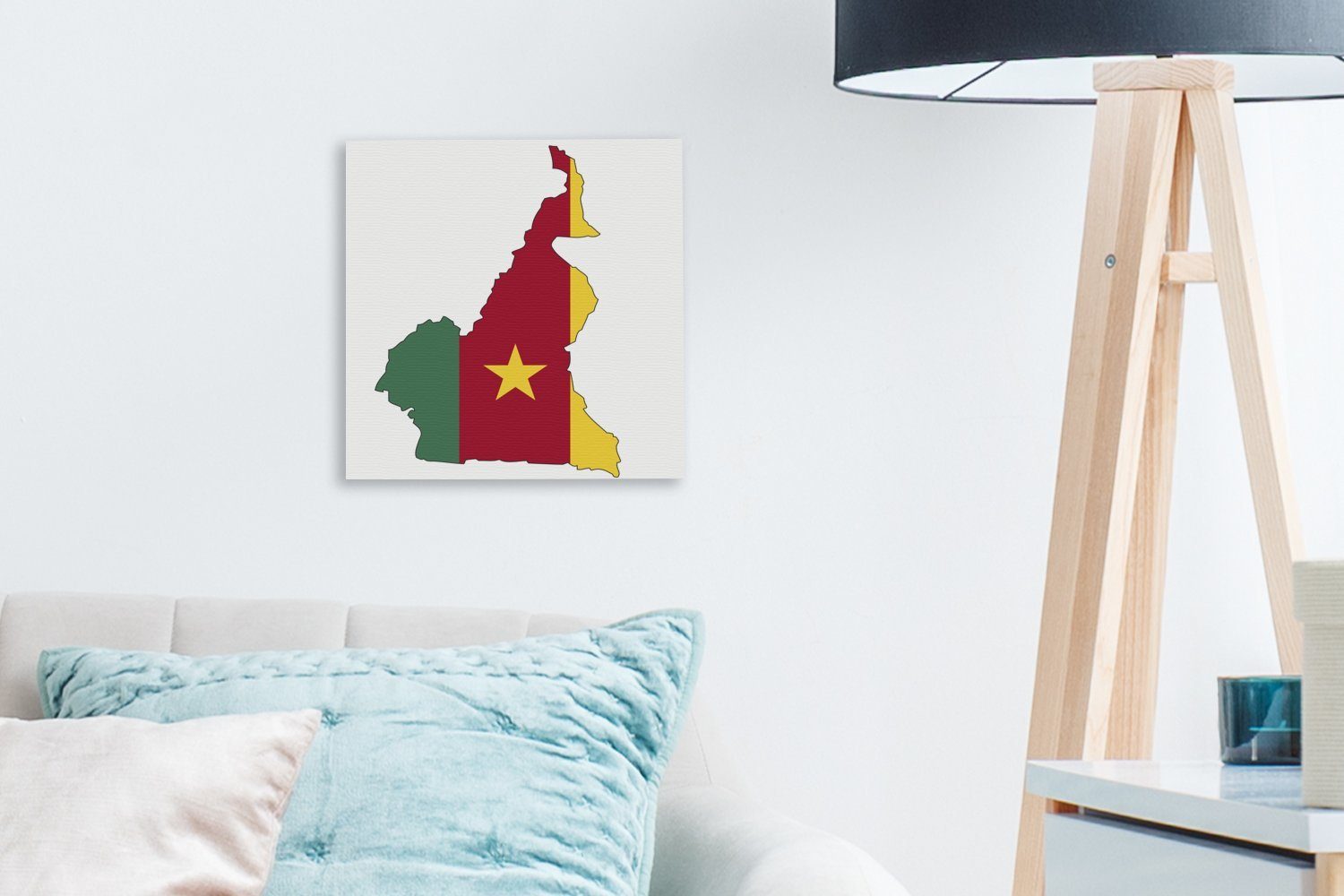 OneMillionCanvasses® der Schlafzimmer Bilder (1 St), von Leinwand für Kamerun, Wohnzimmer Karte Illustration Leinwandbild