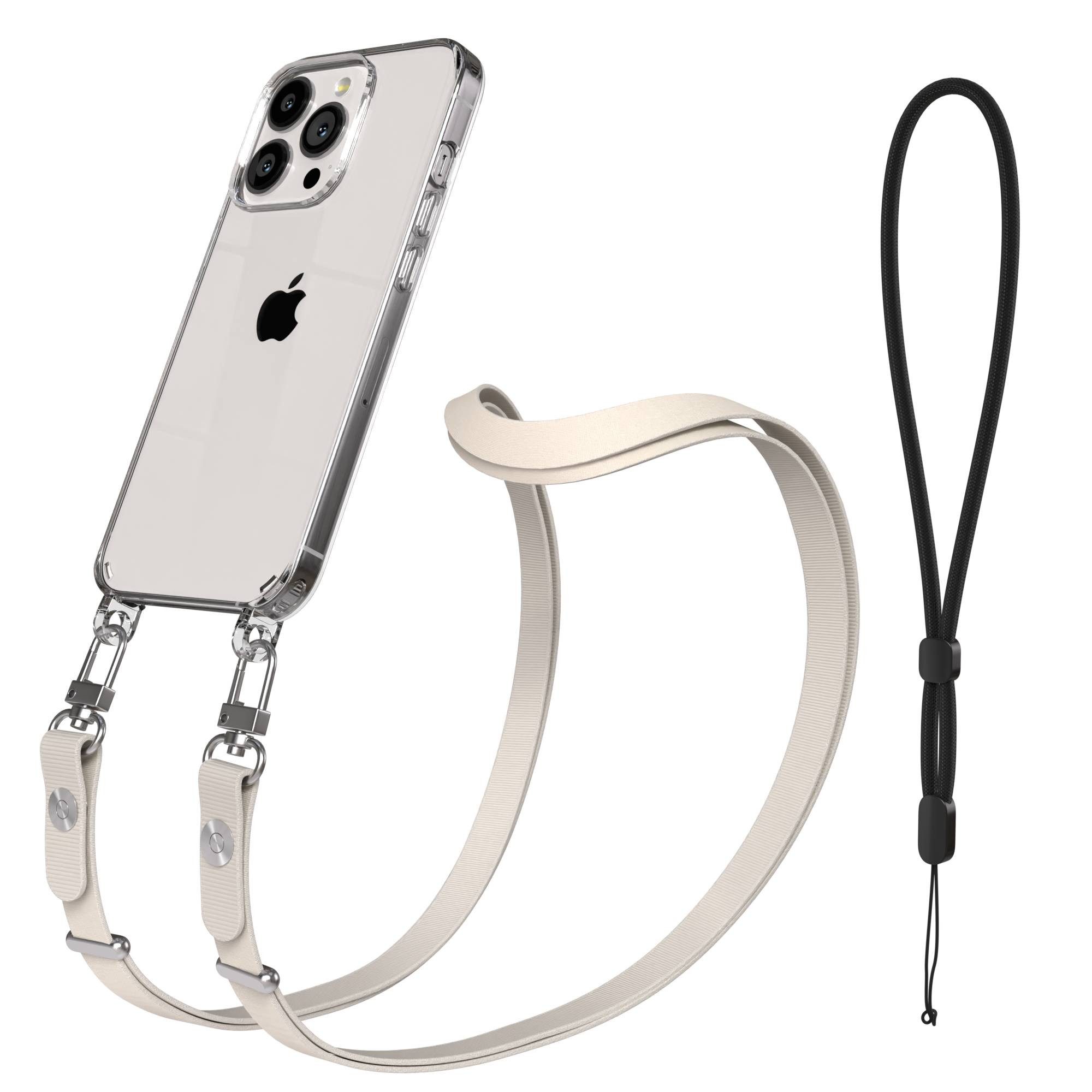 EAZY CASE Handykette für Apple iPhone 13 Pro Handyhülle mit Handyband magnetisch, Schlichte Handykette in Taupe mit Magnetverschluss