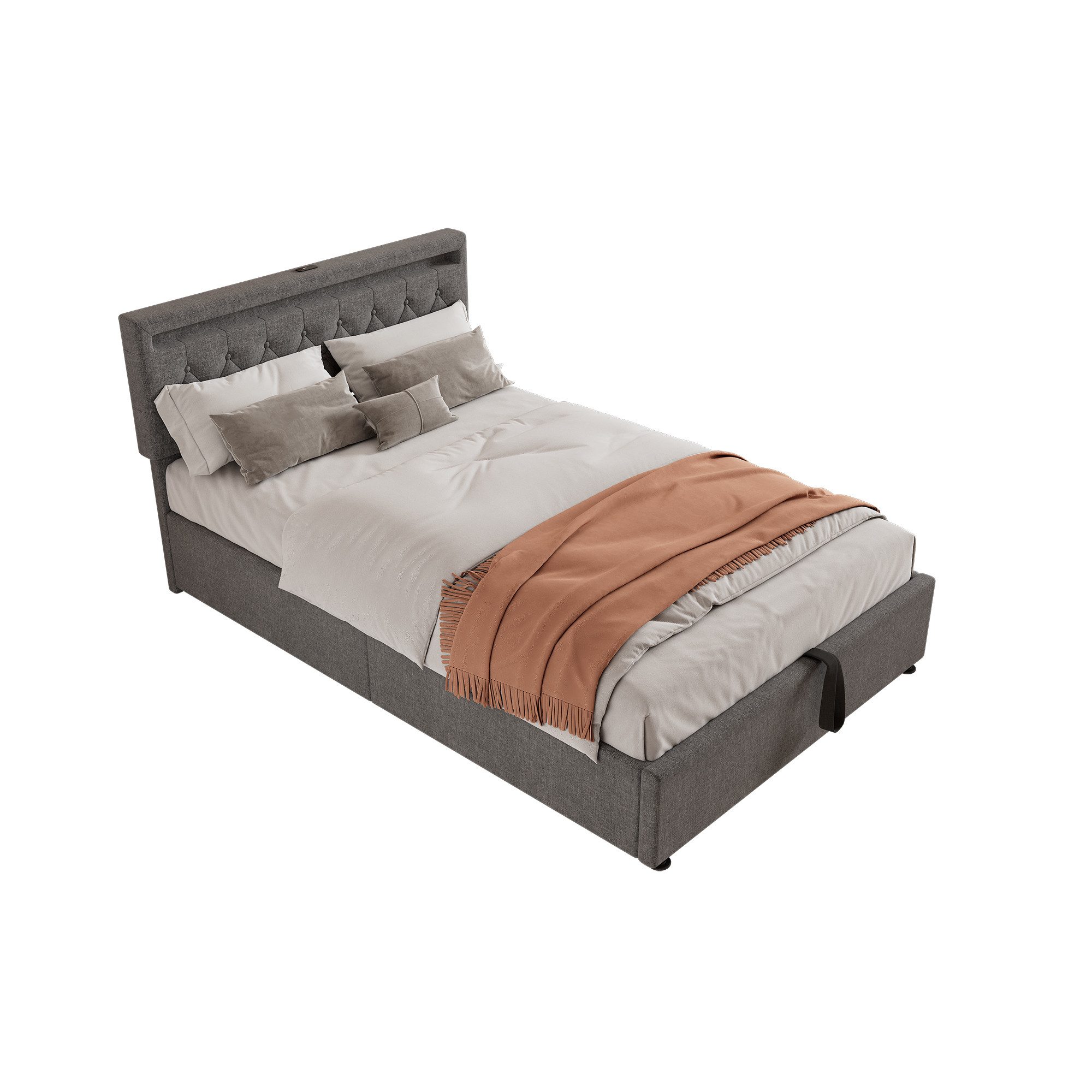 HAUSS SPOLE Polsterbett 140x200cm mitUmgebungslicht, Fernbedienung, günstig online kaufen