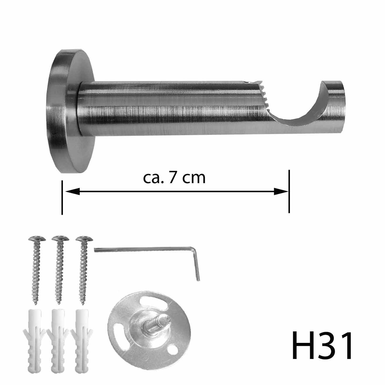 BASIT Gardinenstange Edelstahloptik 20mm mit Wandträgern 120 cm E39, Ø 20 m günstig online kaufen