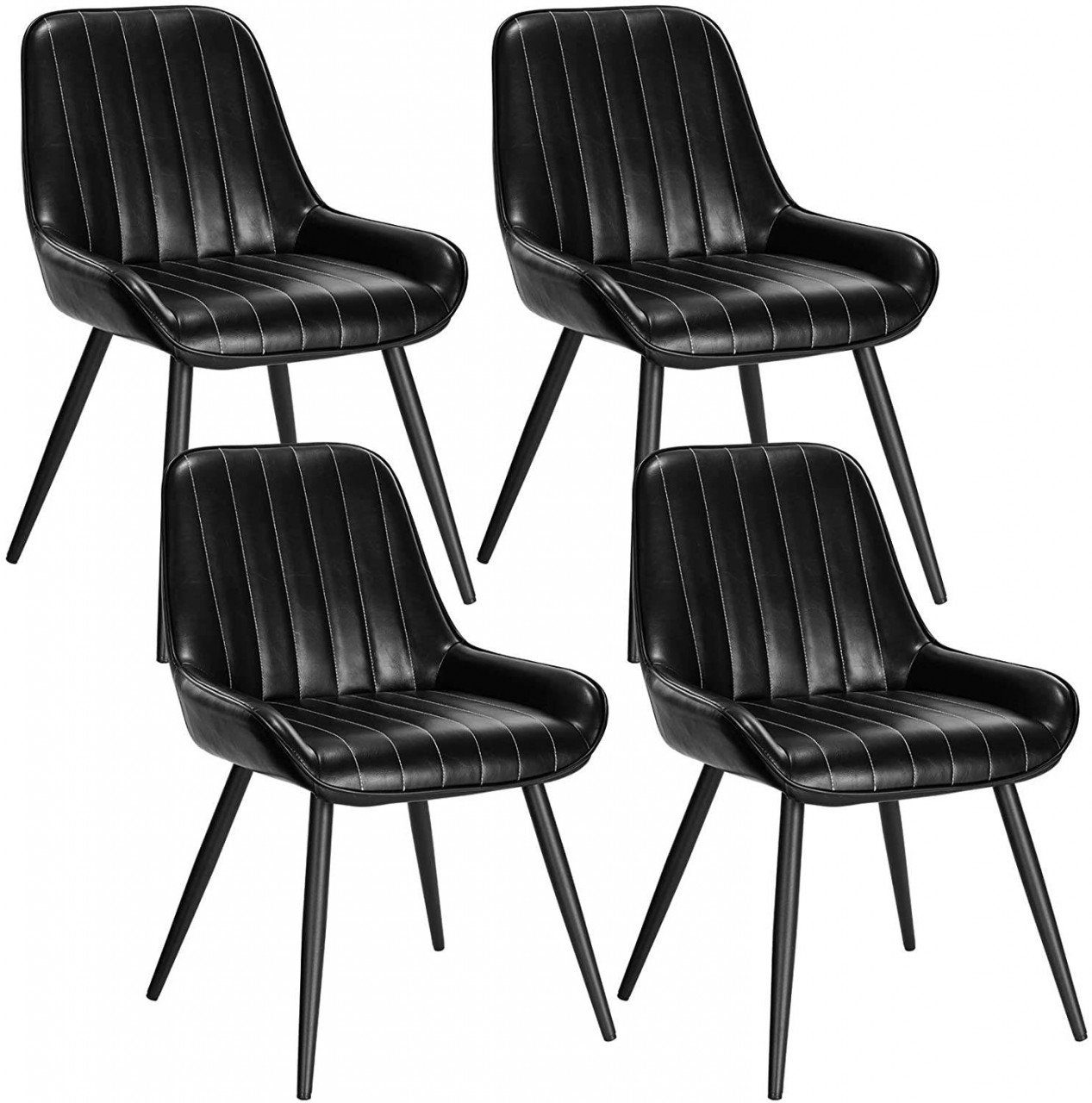 PU Schwarz Sitzfläche Esszimmerstuhl | mit Retro, Kunstleder Metallbeine St), (4 Schwarz EUGAD