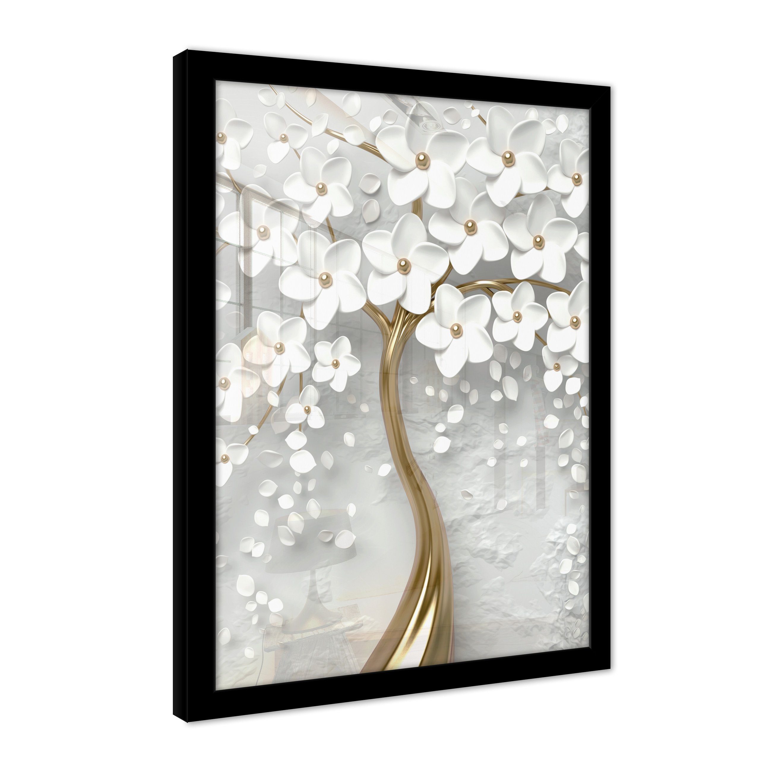 Wallarena (1 Blumen Poster Schlafzimmer Wohnzimmer cm / cm 70x100 Kunstdruck Poster Wandbilder cm Größen St), 3D-Effekt 50x70 Groß mit / Wandbild, zur Bild Bilder Auswahl: Rahmen 30x40