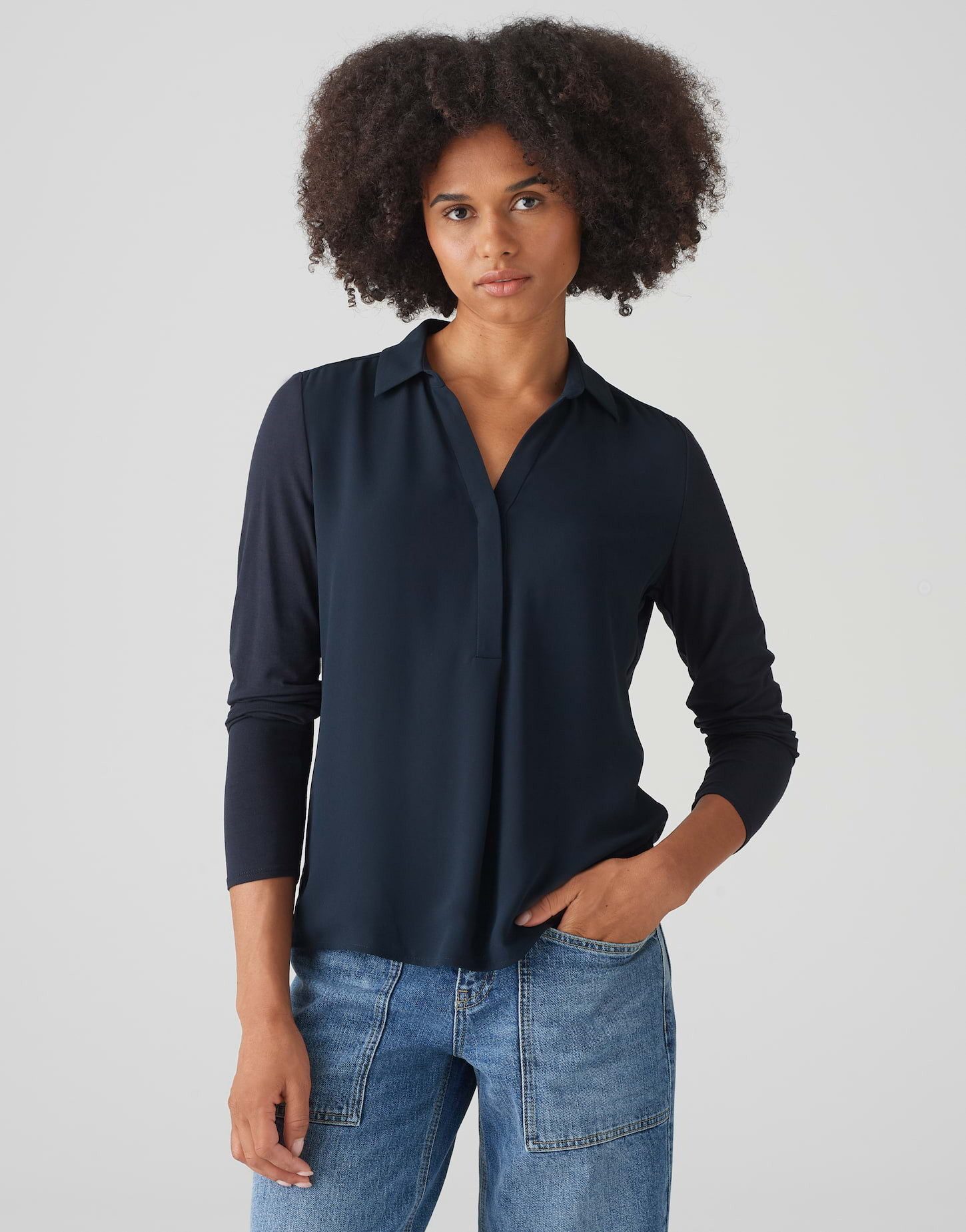 Shirtbluse Shirtbluse FRERA Regular aus Material Mix