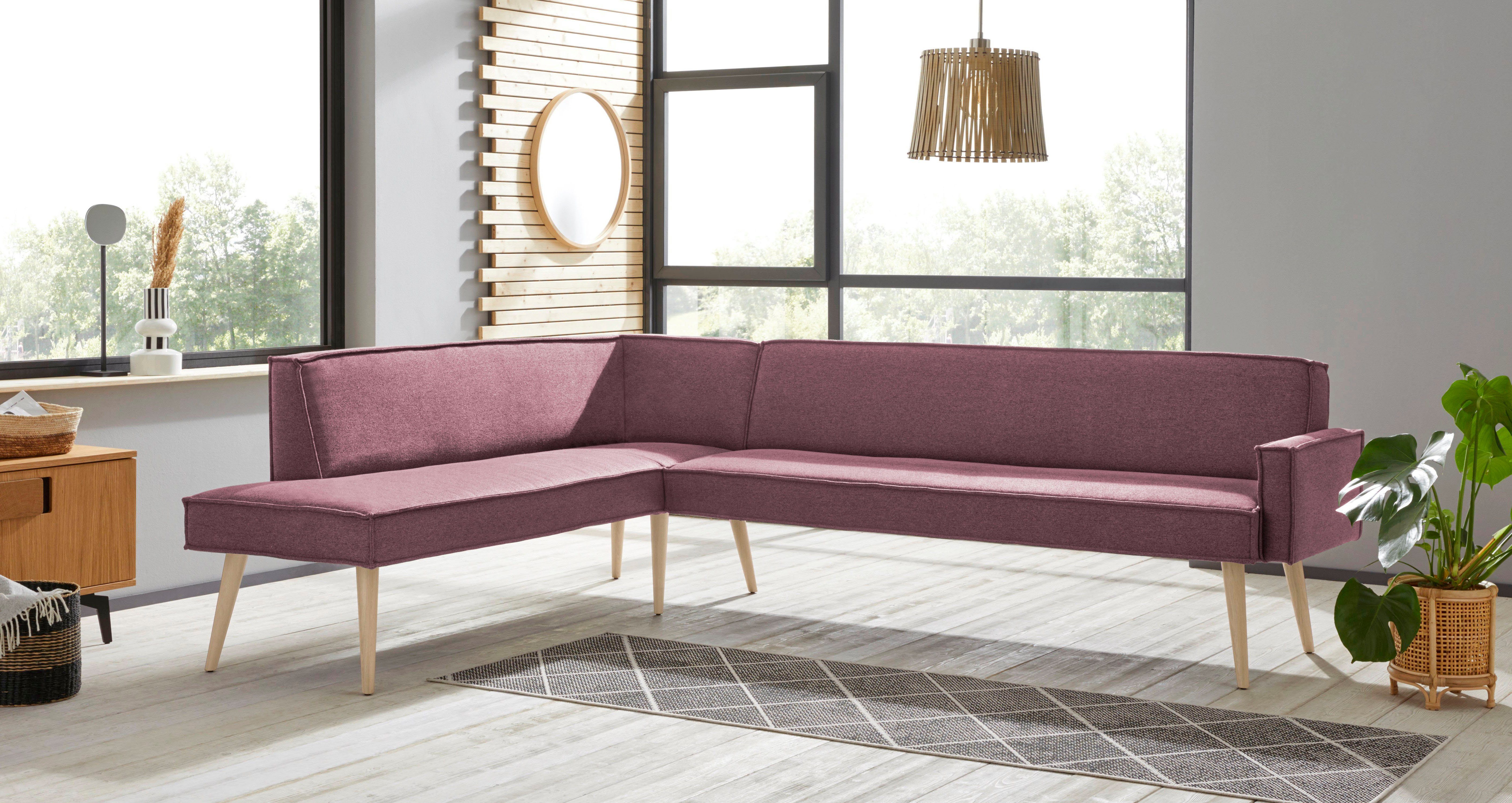 exxpo - sofa fashion Eckbank Lungo, moderne Kedernaht, bequem und elegant, hoher Holzfuß, hochwertige Detailverarbeitung, frei im Raum stellbar