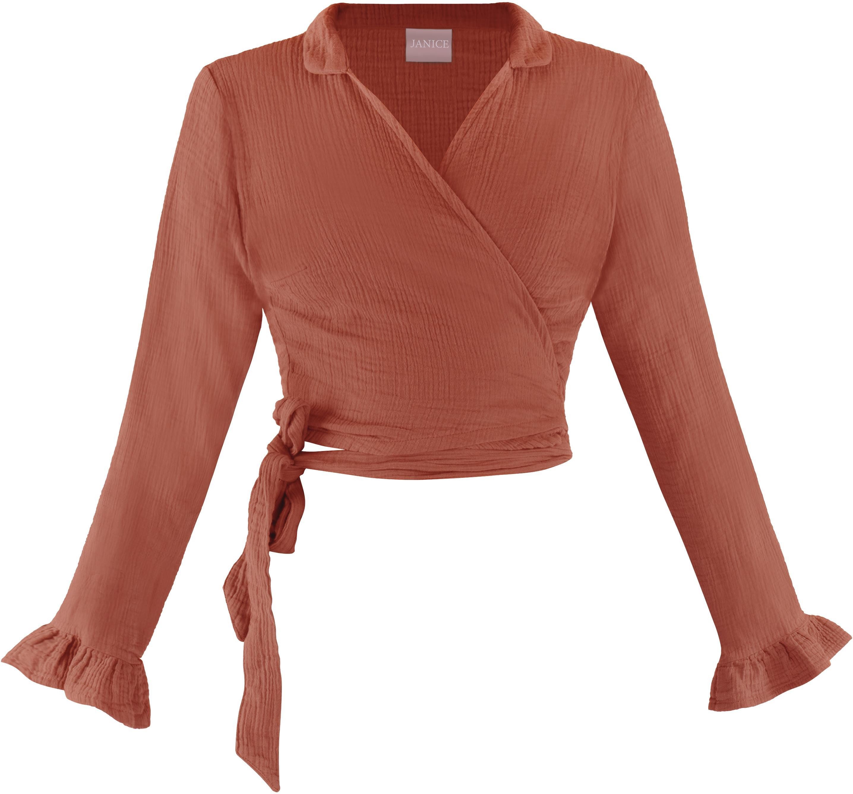 Janice Langarmbluse Musselin Hemd Chalandri Sommerbluse Bluse mit Bindeband günstig online kaufen
