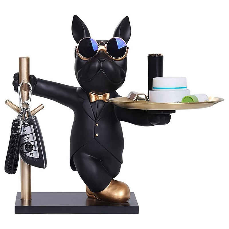 Hikeren Tierfigur Bulldoggen-Ornamente,Schlüsseltablett,Desktop-Dekorationen,30*33 cm