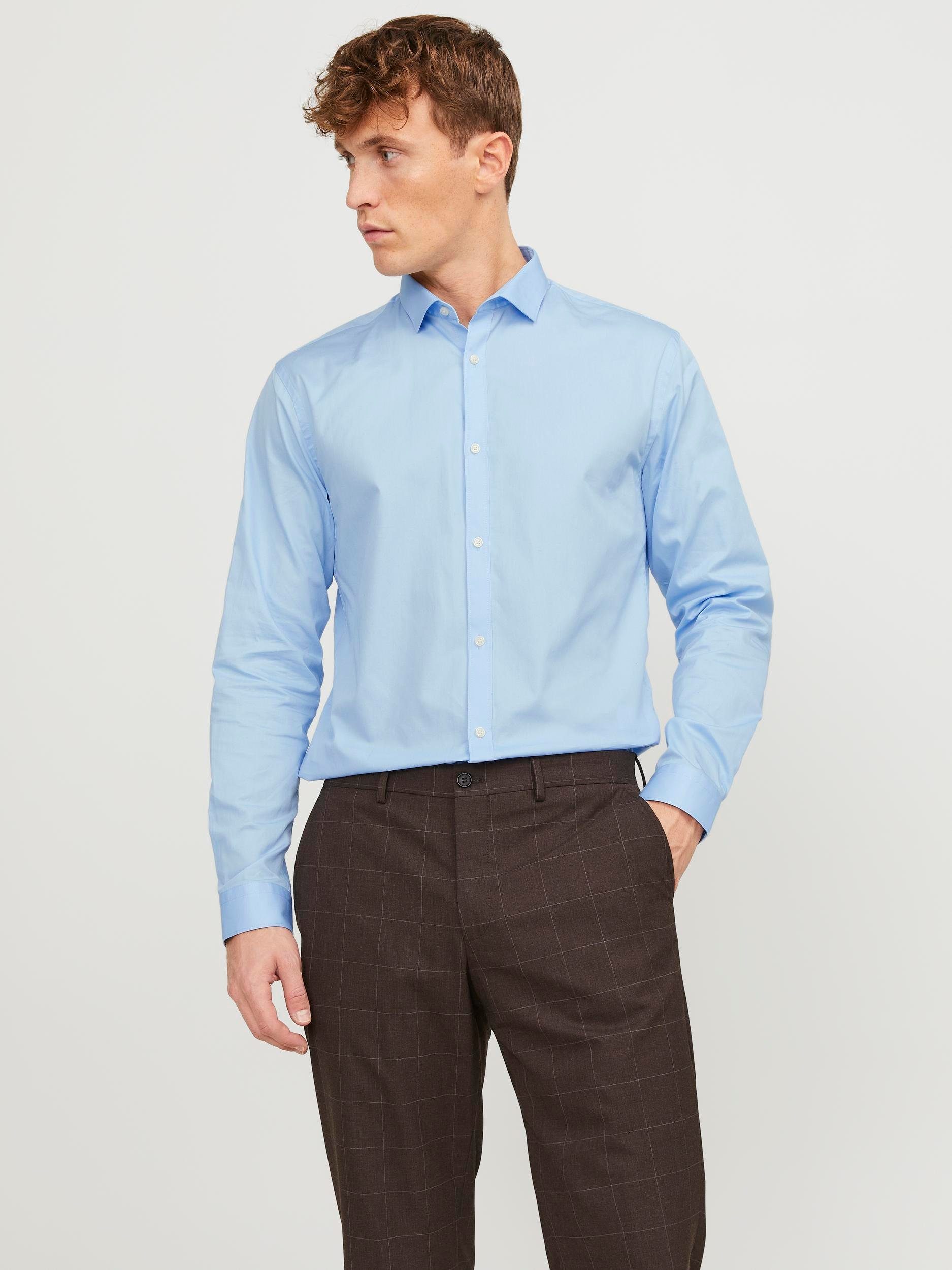 JACK & JONES Herren Langarm-Shirt – Freizeithemd Slim Fit, Knopfleiste, Aus Baumwolle, Vielseitig Für Alltag & Freizeit