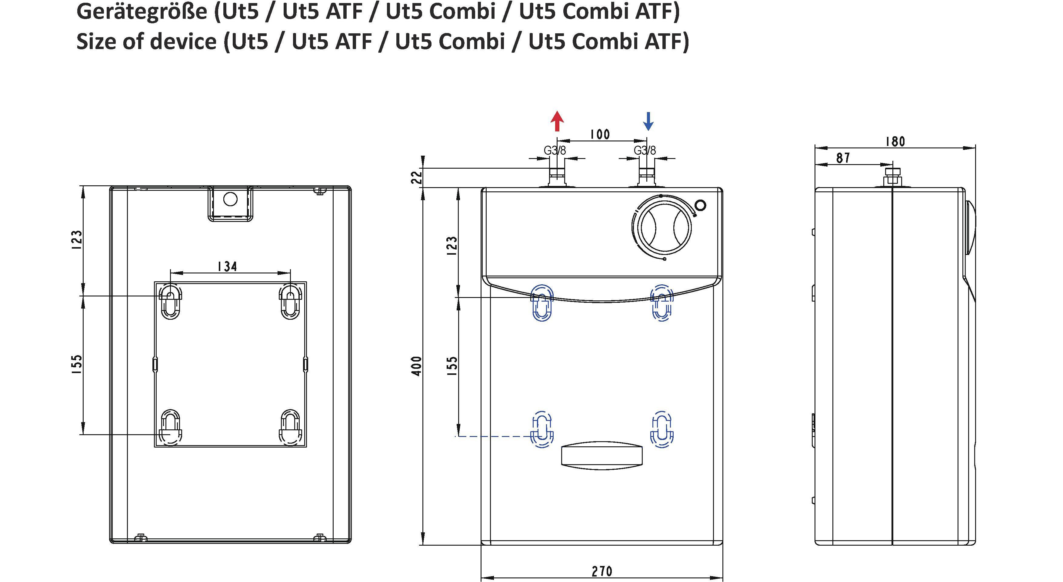 Thermoflow Untertischspeicher UT 5, (max. 75°C) (Set, mit Niederdruckarmatur QMIX 12), mit Armatur