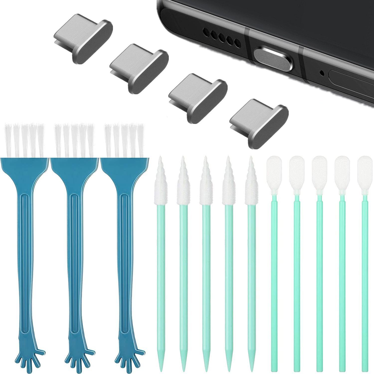 Coonoor Reinigungs-Set 17 Stück USB C Metall Anti Staub Stecker Telefon Port, (17-St)
