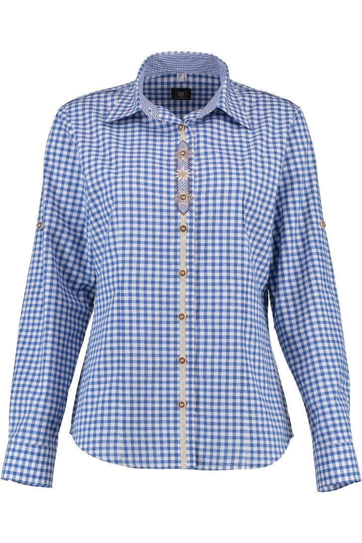 Trachtenbluse Trachtenbluse - DEBORAH - mittelblau, mittelrot, grün