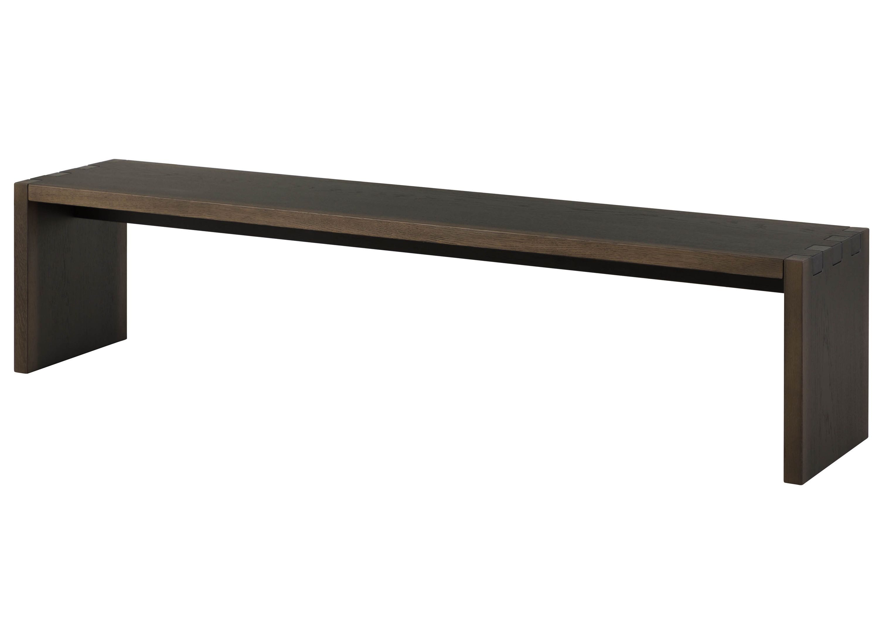 Massivmoebel24 Bank BEAMS (Eiche 193x40x45 dunkelbraun lackiert BEAMS #85), Eiche 193x40x45 dunkelbraun lackiert BEAMS #85