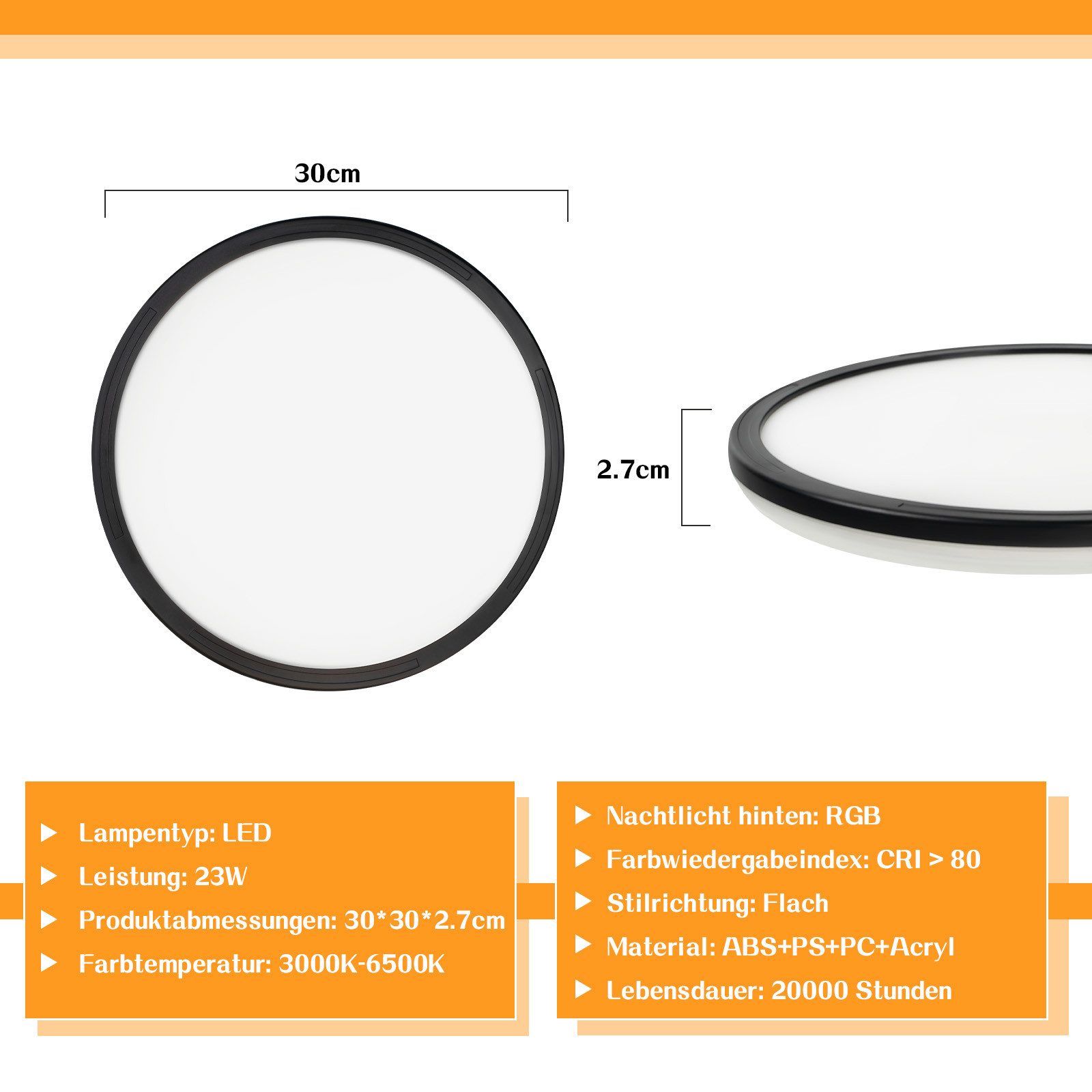 ZMH LED Deckenleuchte Wohnzimmer RGB Hintergrundleuchtung günstig online kaufen