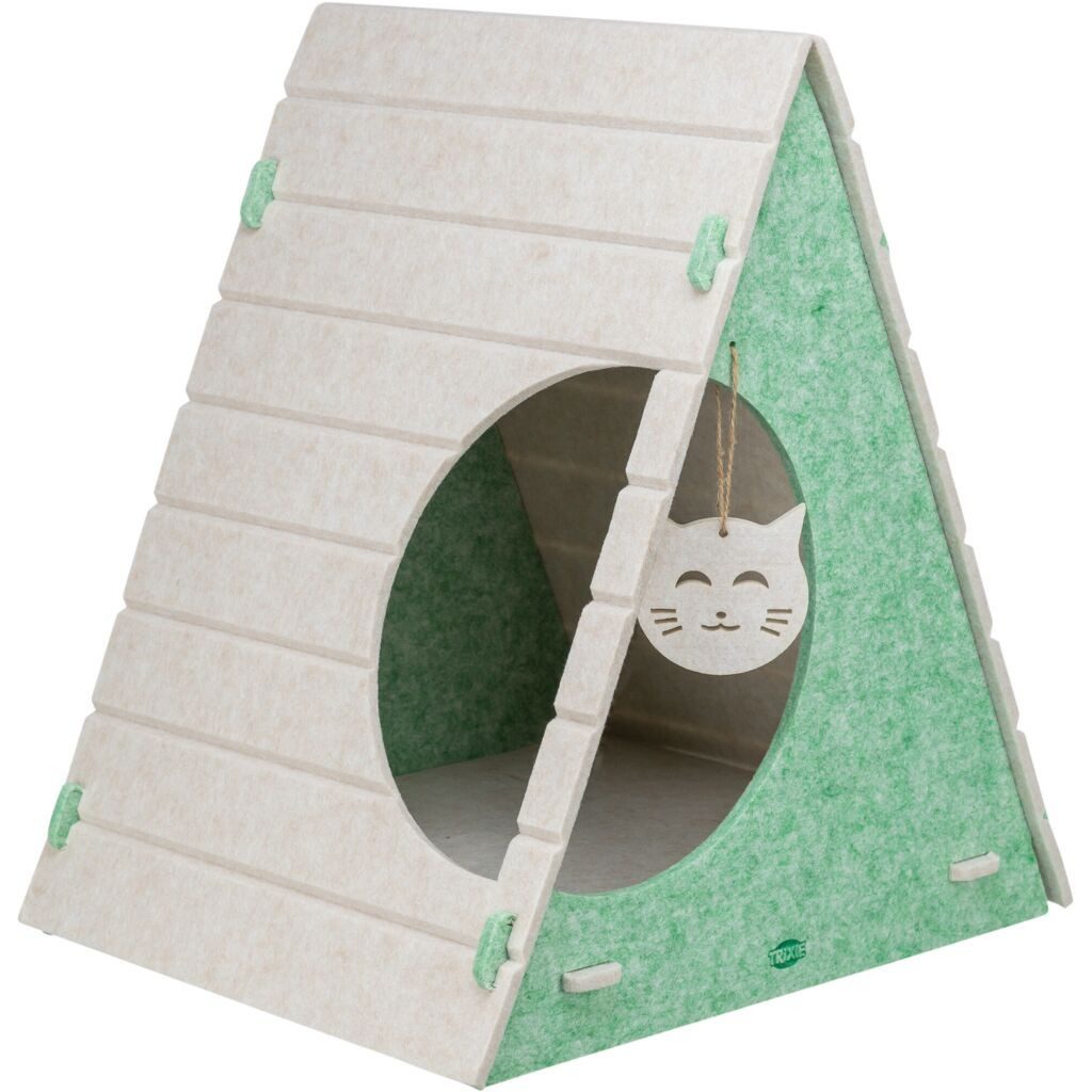 TRIXIE Schlafhöhle Katzenhöhle Lucy aus Filz - sand/grün - 46 × 50 × 38 cm