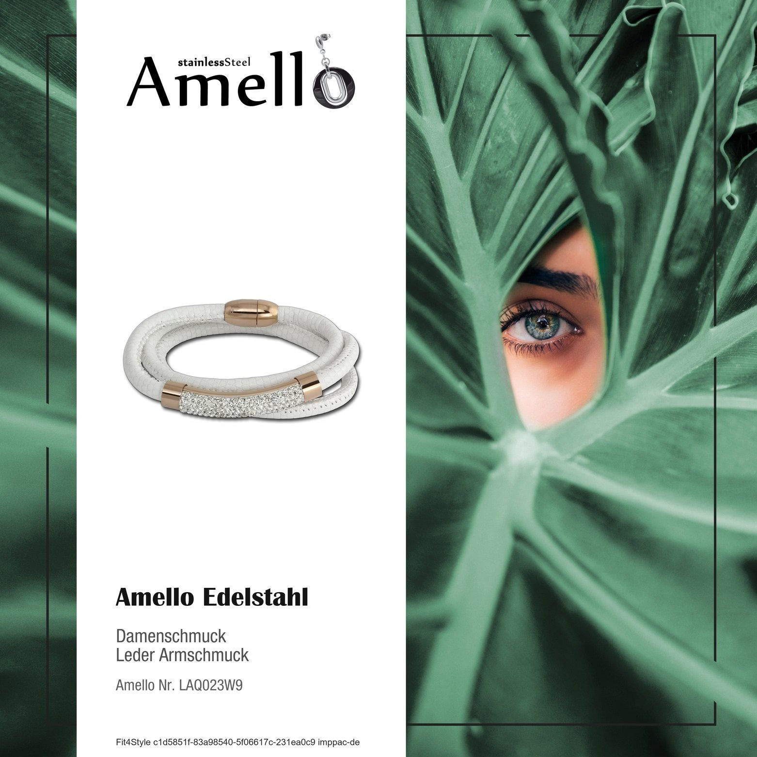 Amello Edelstahlarmband Amello Zirkonia Armband Steel), Damen (Stainless (Roségold Damen vergoldet Edelstahl Armband (Armband), 333), F Leder