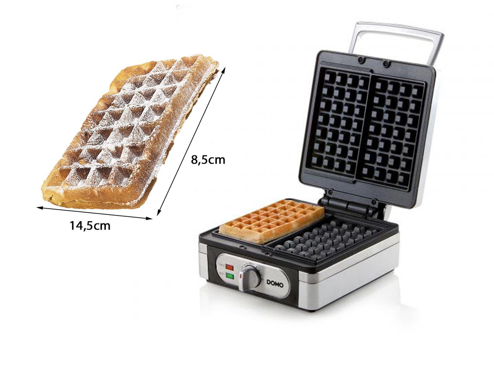 Domo Waffeleisen, 1400 W, für 2 Belgische & Brüsseler Waffeln Doppel Wafflemaker mit Waffelgabel