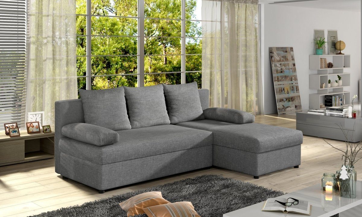 mit Designer Schlaffunktion Luxusbetten24 Cali, und Sofa Grau Stauraum Baidani Sofa