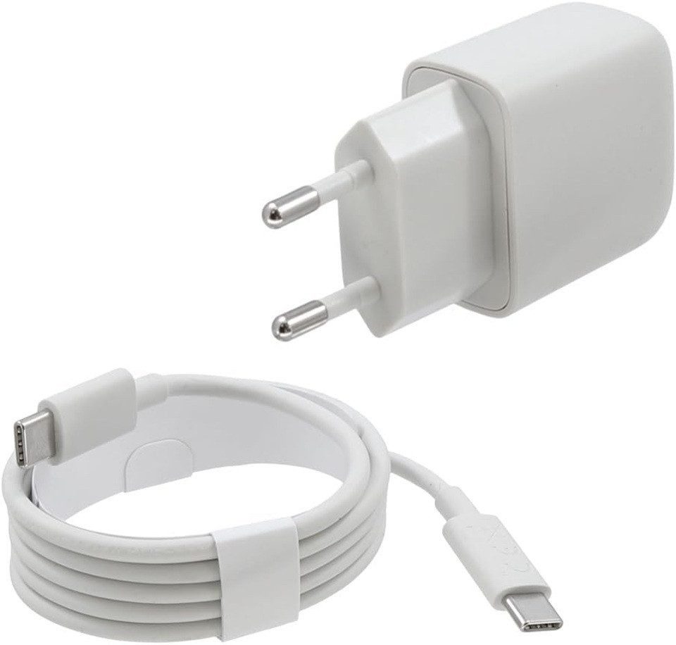 VEEV 10W Ladegerät USB C für iPhone und Samsung + 1 Meter Kabel Smartphone-Ladegerät (2000 mA, Spar-Set, 2-tlg., Kompatibel mit iPhone 17 Max Pro, iPhone 17/16/15, 1x Adapter 10 Watt + 1x Ladekabel USB-C auf USB-C)