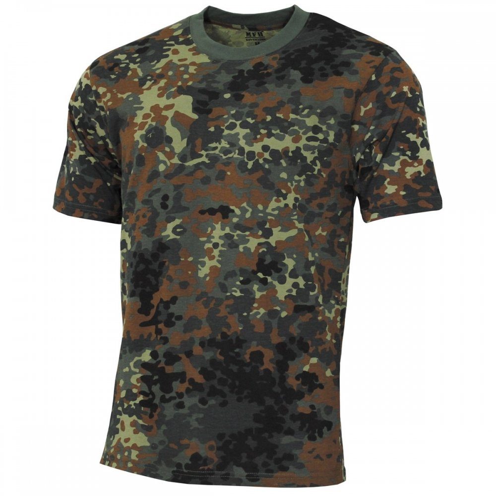 Rundhals T-Shirt - flecktarn, verstärkter S Streetstyle, US (1-tlg) g/m² 140-145 T-Shirt, MFH