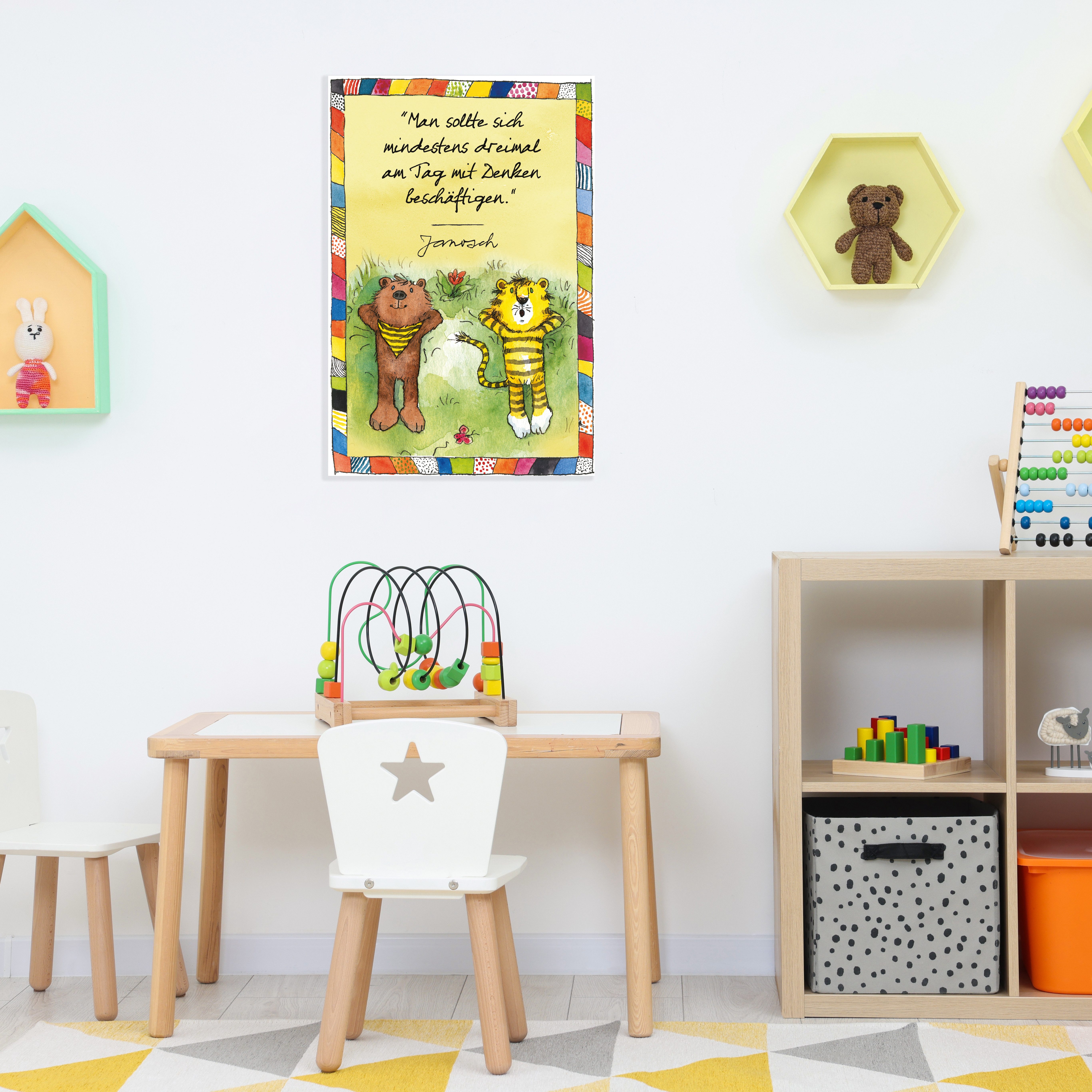 LuckyLinde Wanddekoobjekt Der kleine Bär und der kleine Tiger - JANOSCH Zitat (1 St), Exklusive JANOSCH Kindermotive, Stahlschild