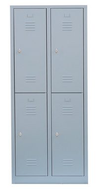 Steelboxx Spind Lüllmann® Garderobenschrank, 2 Abteile doppelstöckig, H 1800 x B 800 (1-St) Komplett verschweißt und montiert, keine Montage erforderlich