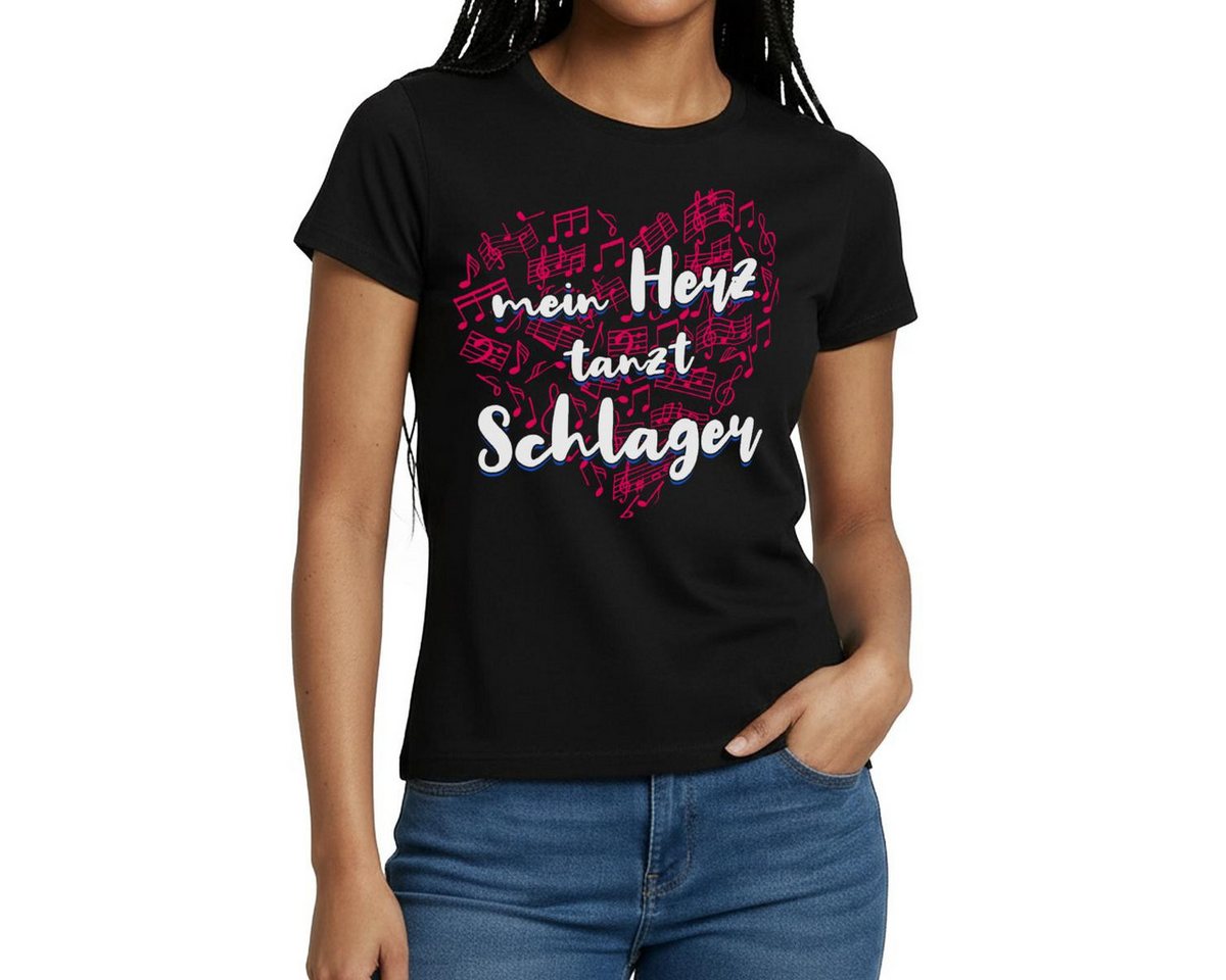Spreadshirt T-Shirt Schlager Fanartikel, Mein Herz Tanzt Schlager Frauen T-Shirt (1-tlg) Slim Fit, fällt klein aus