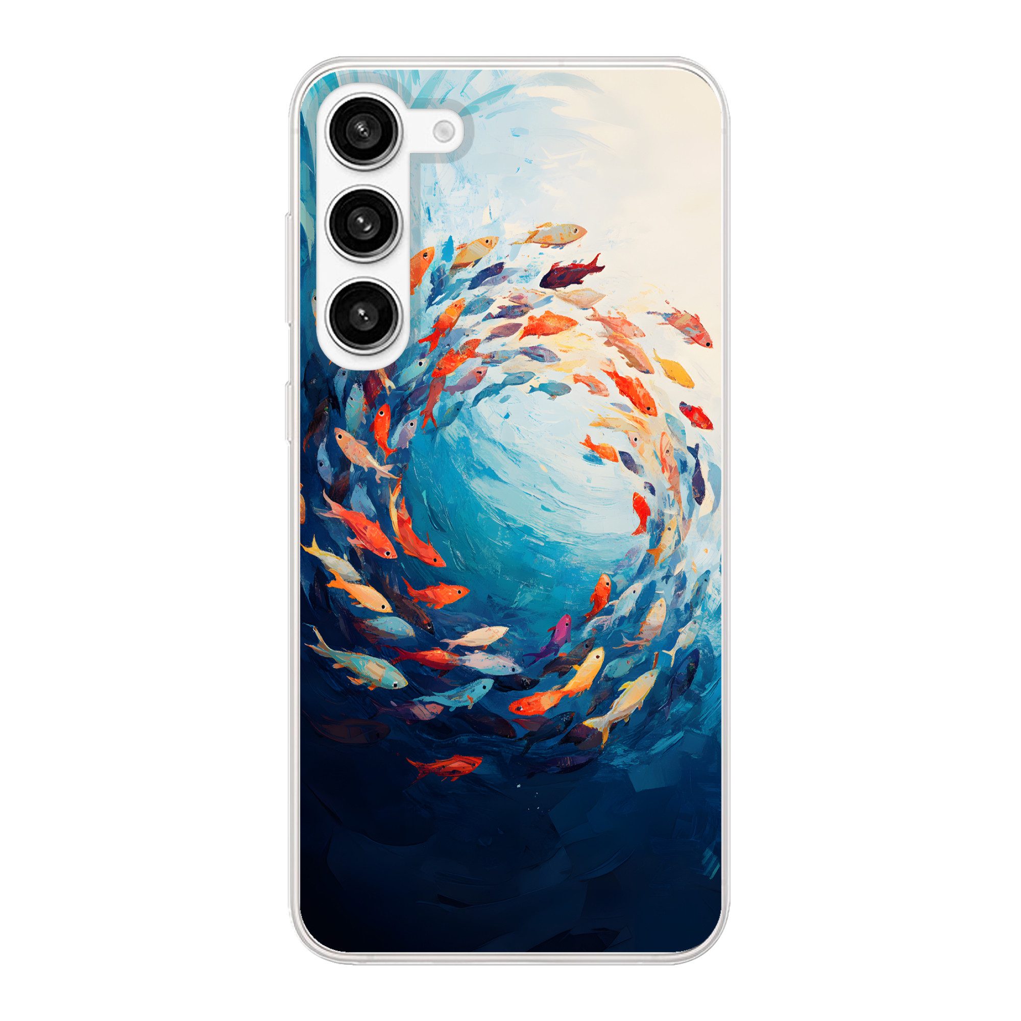 MuchoWow Handyhülle für Samsung Galaxy S23 Plus Meer - Fische - Bunt - Dynamisch, Phone Case, Silikon, Schutzhülle Dünn