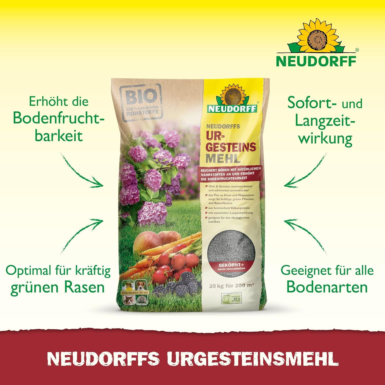 Neudorff Bodenverbesserer UrgesteinsMehl 20 kg, erhöht Bodenfruchtbarkeit b günstig online kaufen