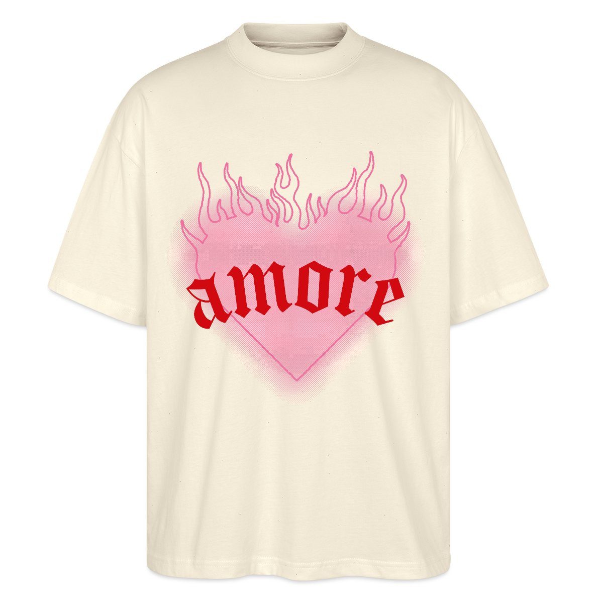 Spreadshirt T-Shirt Amore Festival Y2K Herz Mit Flammen Oversize Unisex T-S günstig online kaufen